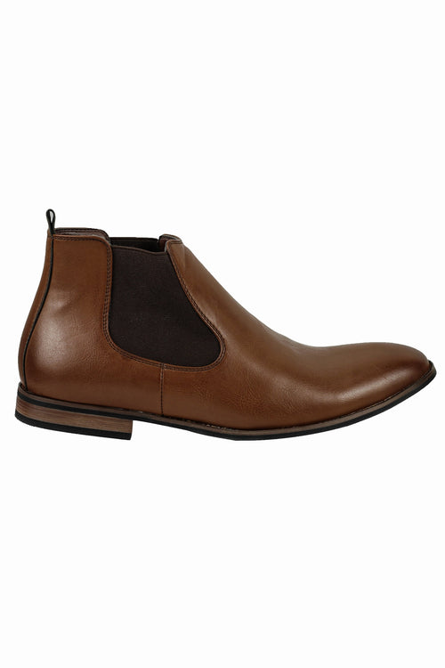 FAUX LEATHER VINTAGE STYLE CHELSEA BOOTS