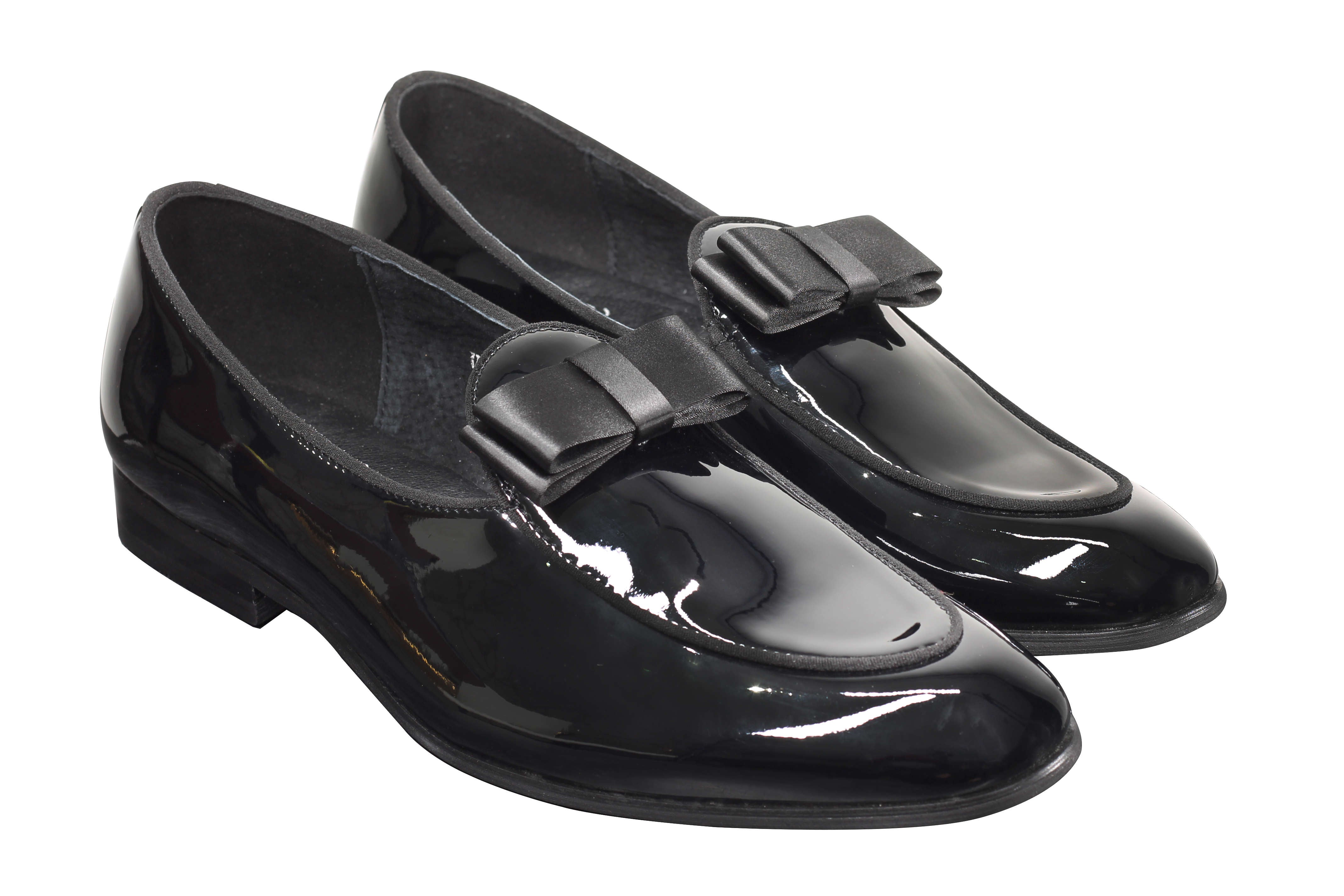 PATENT LOAFERS WITH BOW TIE