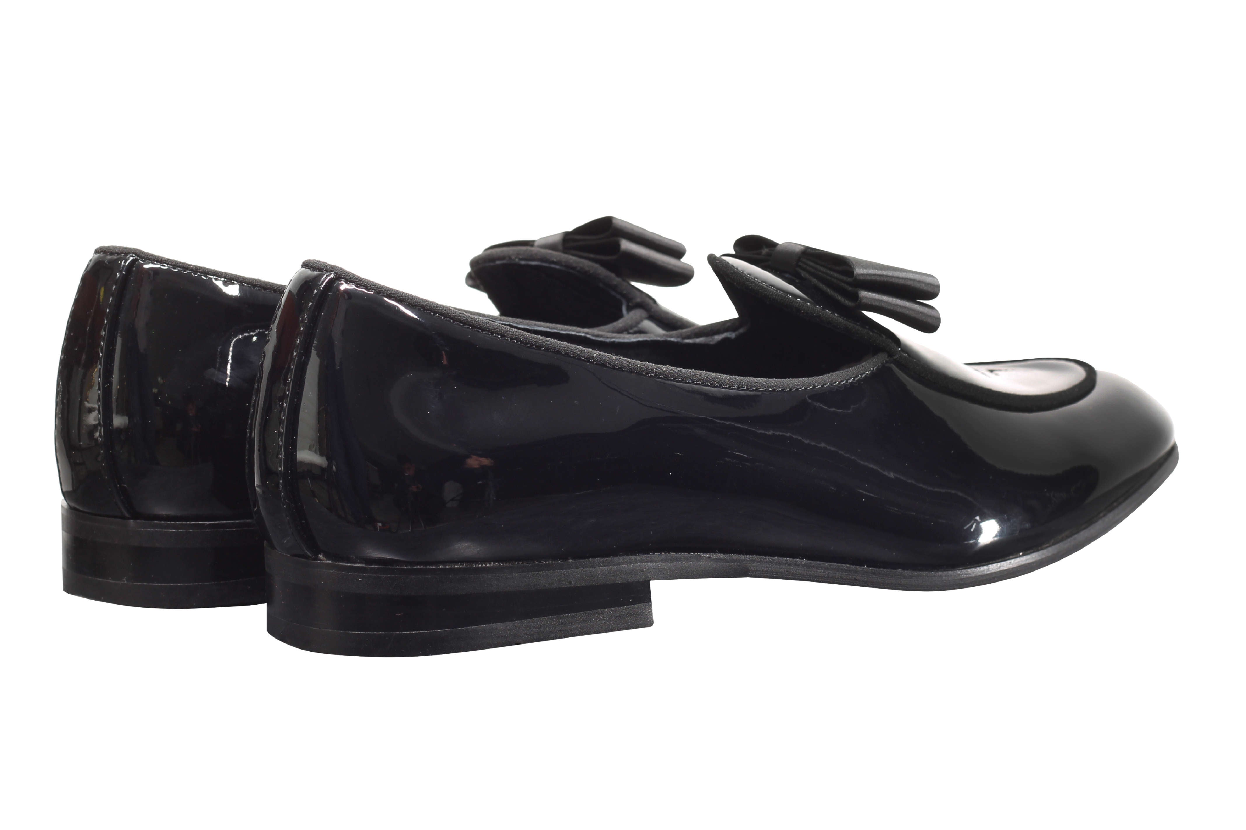 PATENT LOAFERS WITH BOW TIE