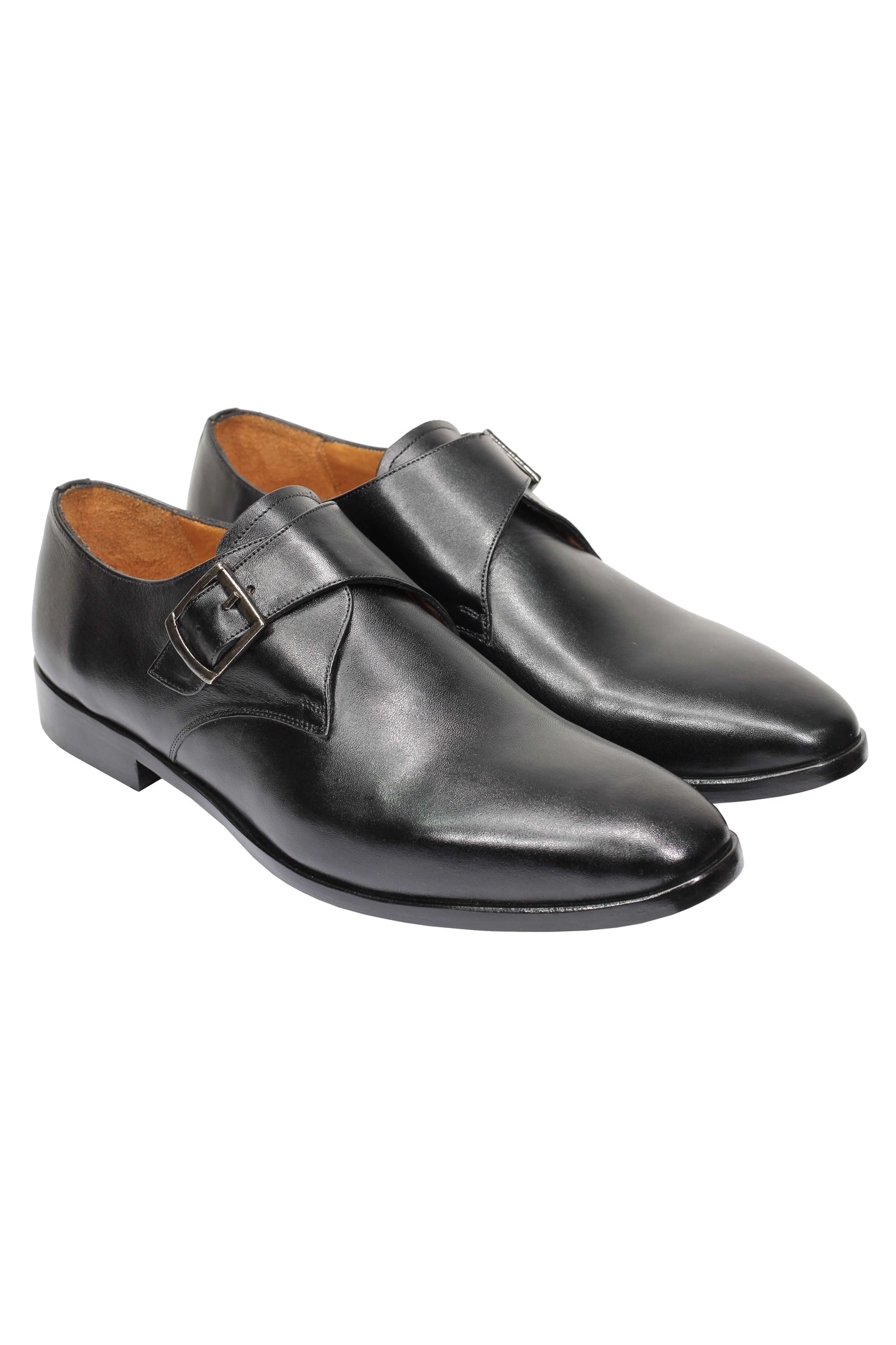 BLACK CALF LEATHER MONK SHOES