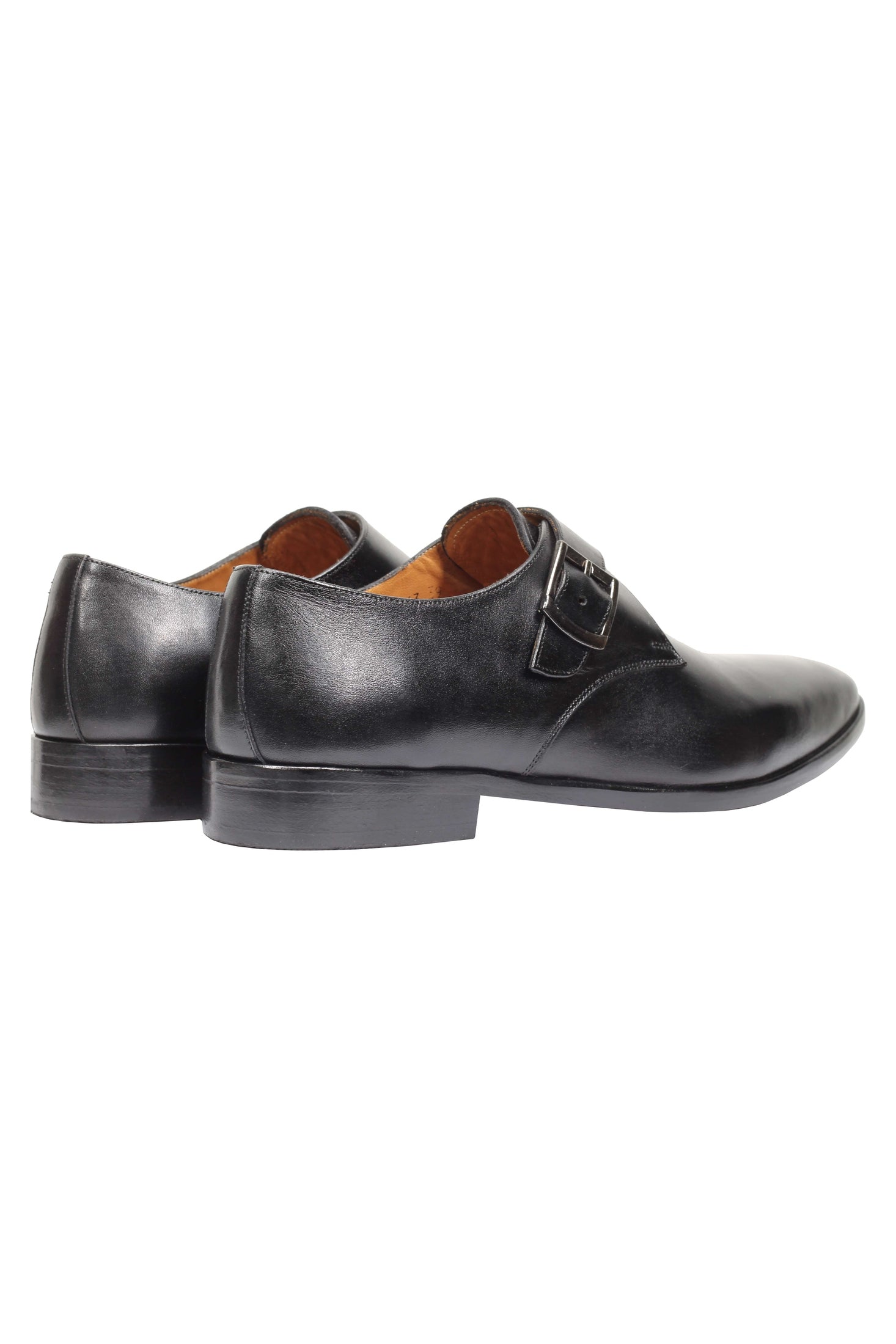 BLACK CALF LEATHER MONK SHOES