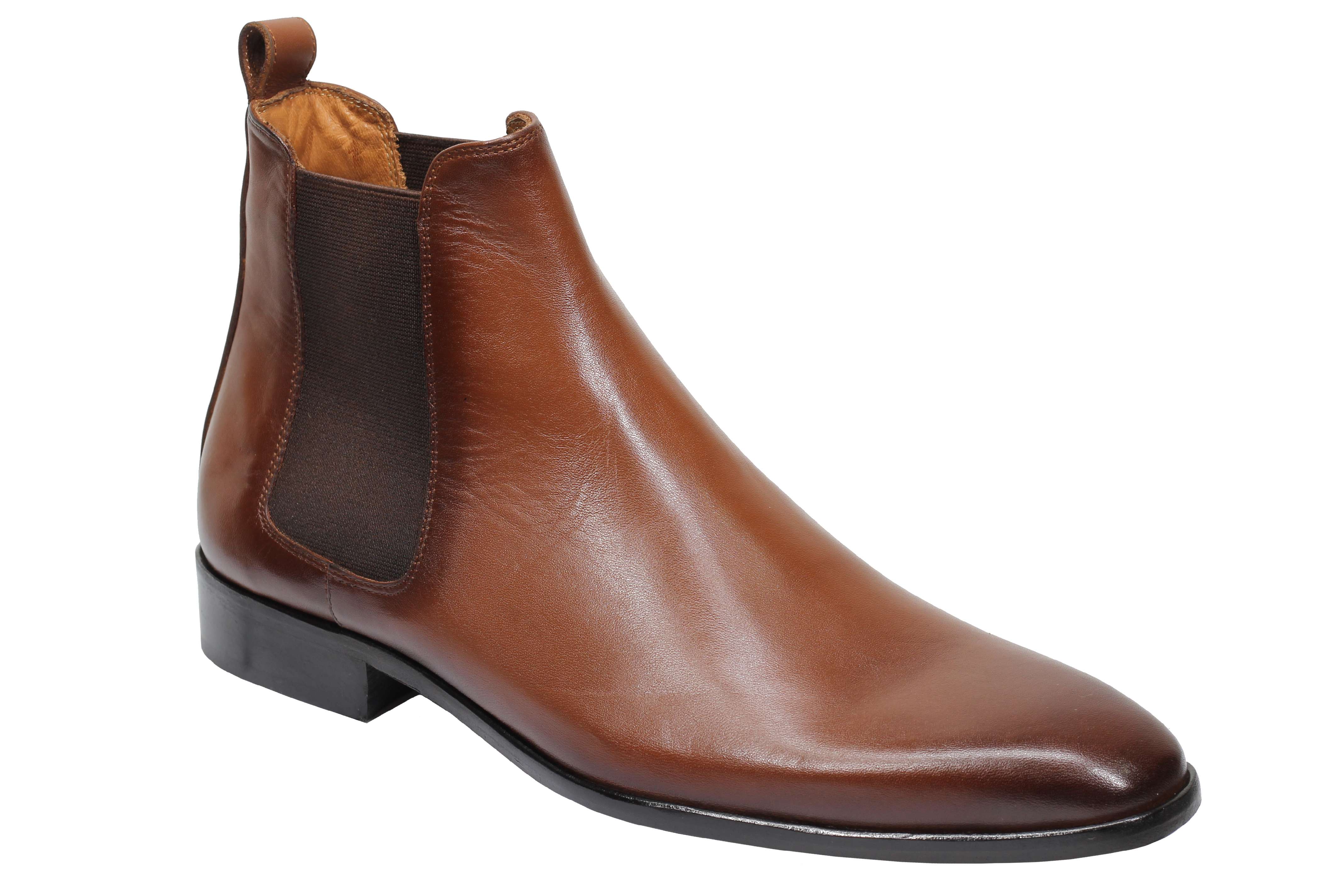 TAN CALF LEATHER CHELSEA BOOTS