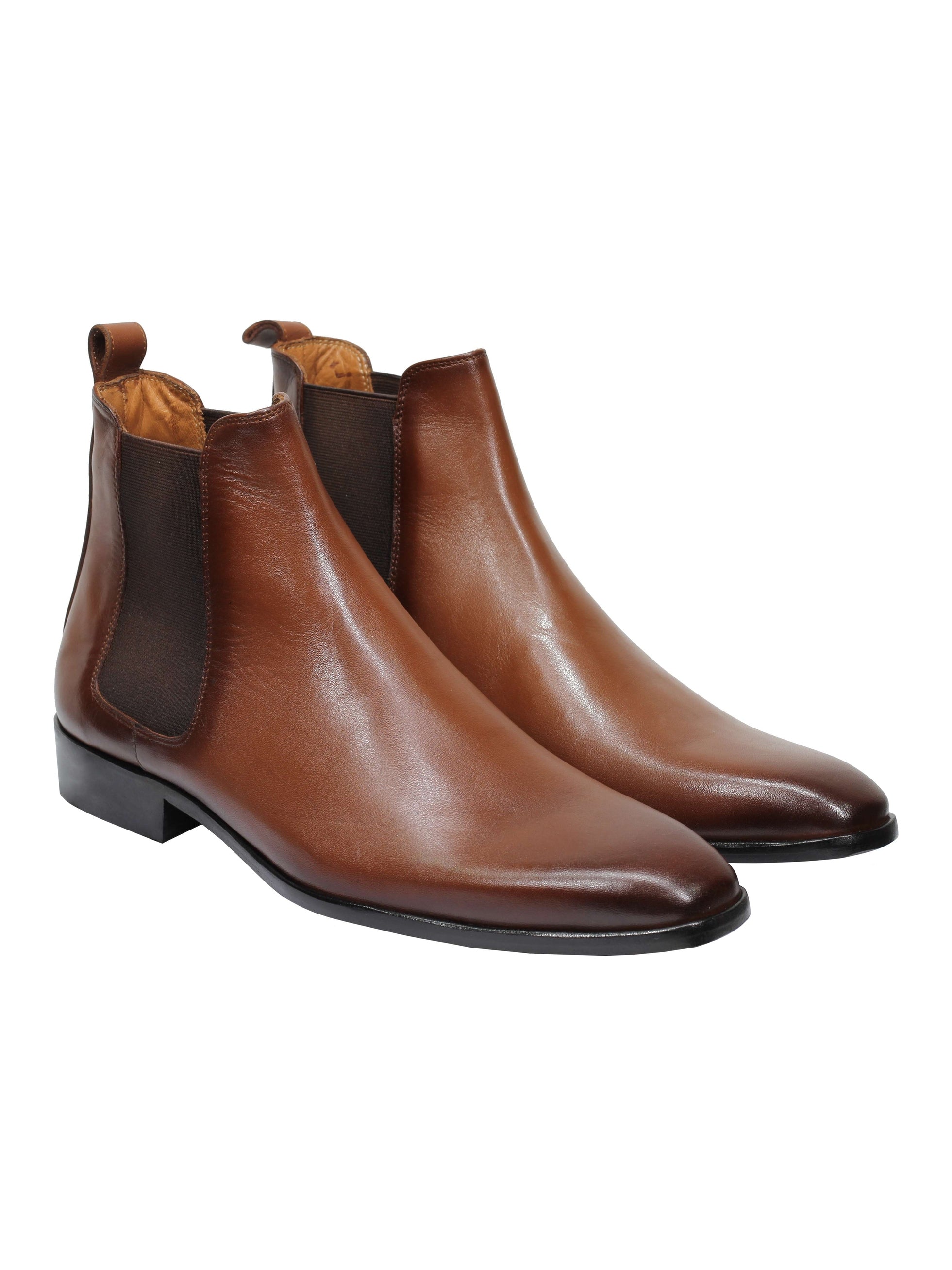 TAN CALF LEATHER CHELSEA BOOTS