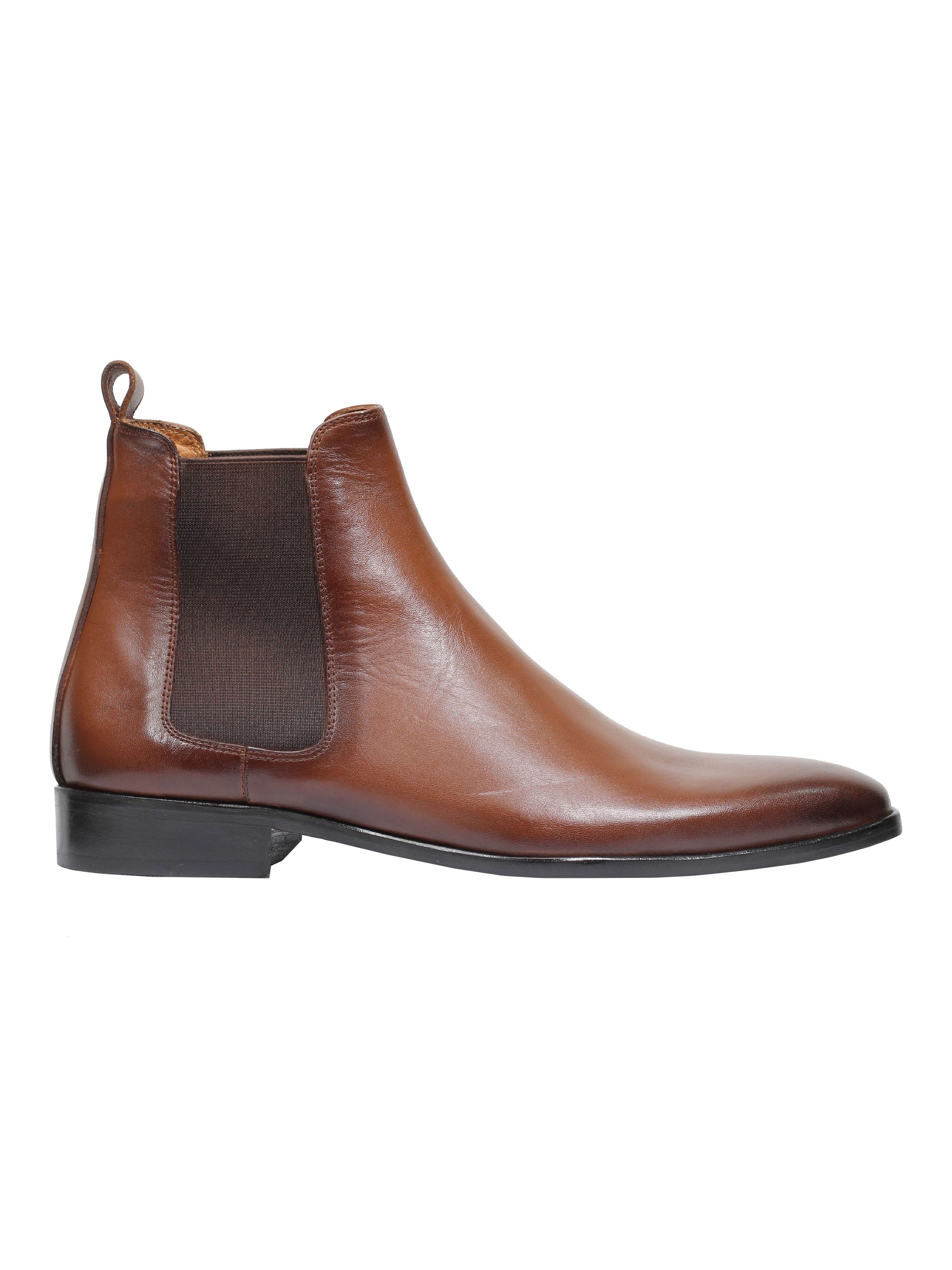 TAN CALF LEATHER CHELSEA BOOTS