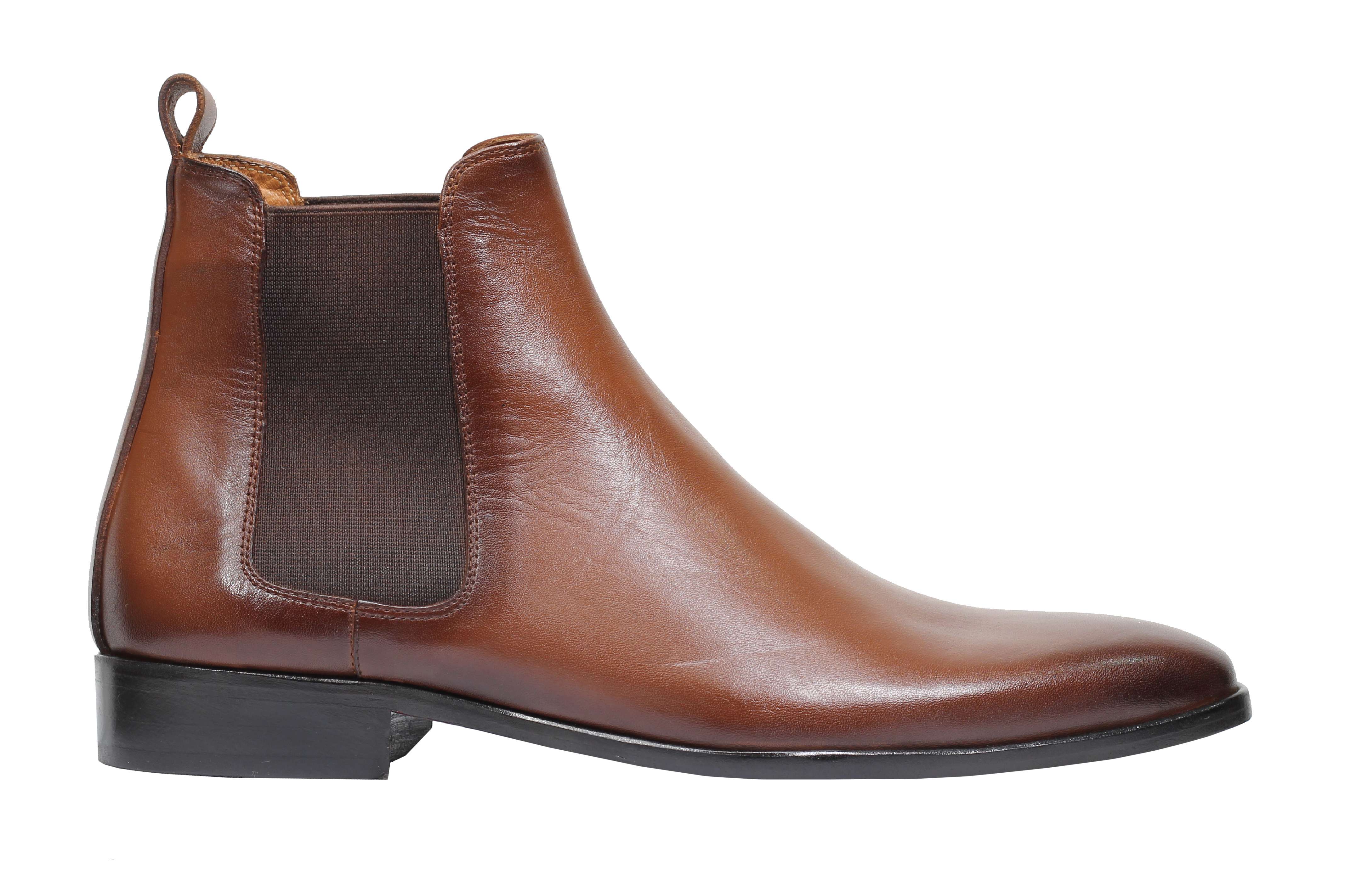 TAN CALF LEATHER CHELSEA BOOTS