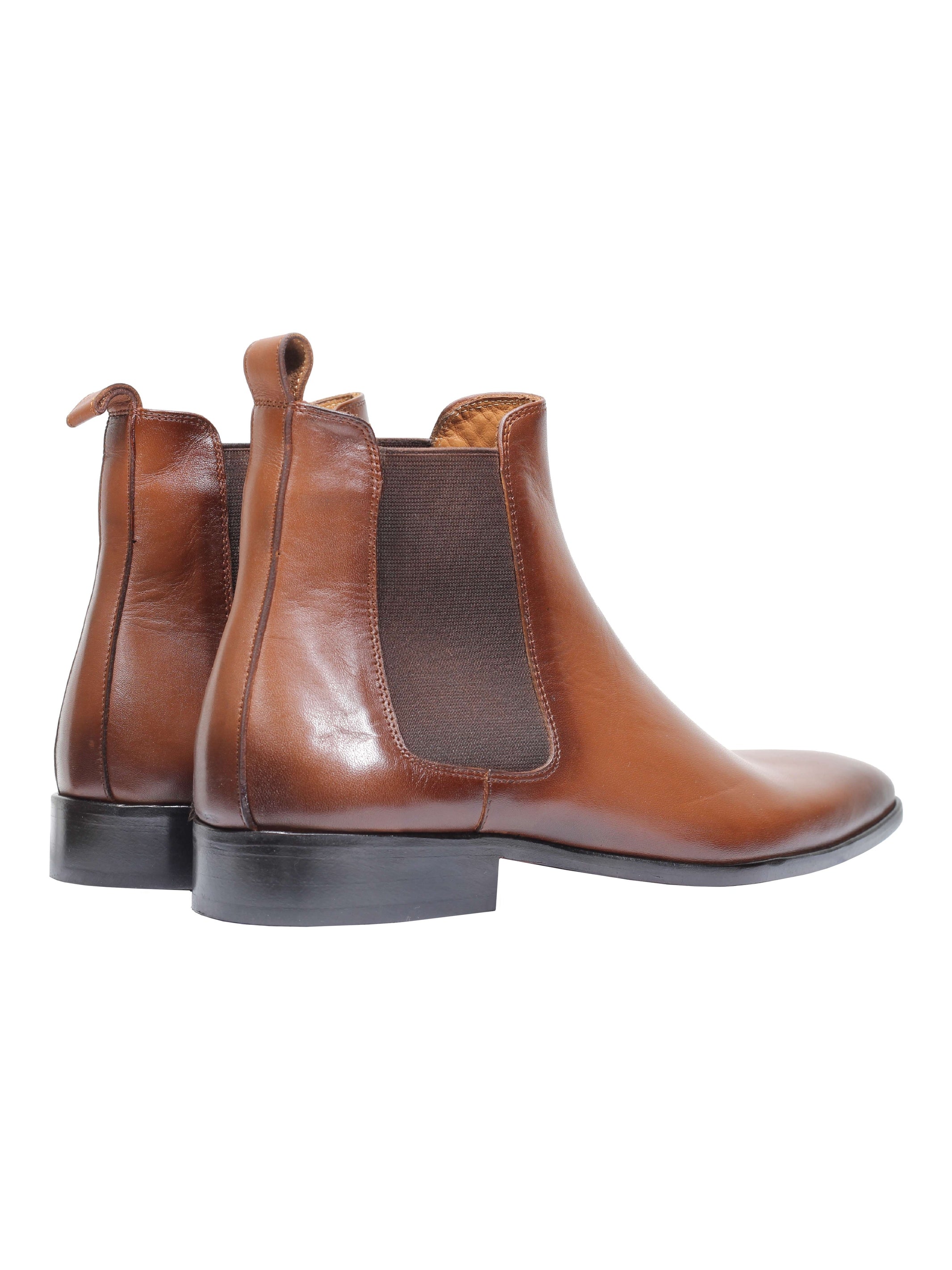 TAN CALF LEATHER CHELSEA BOOTS