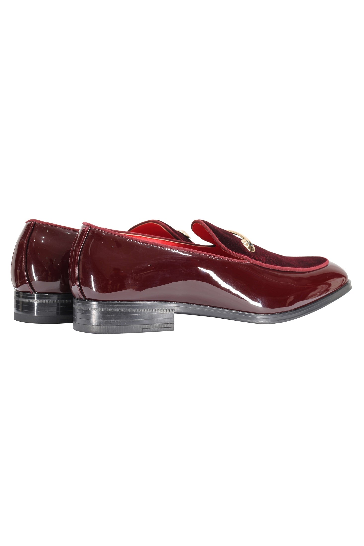SHINY VELVET LOAFERS WITH BUCKLE