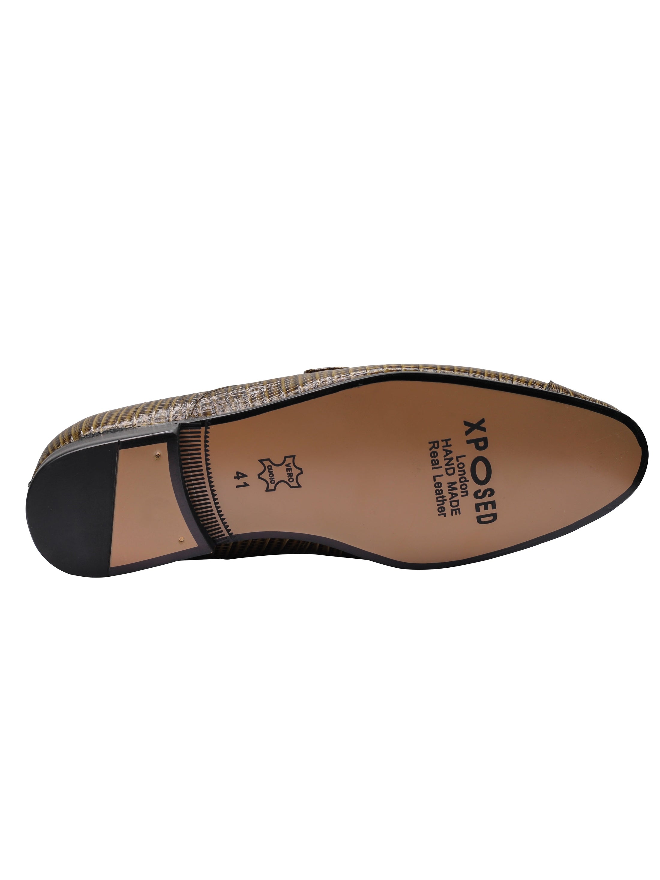 REAL LEATHER GREEN PRINTED SHOES WITH BUCKLE