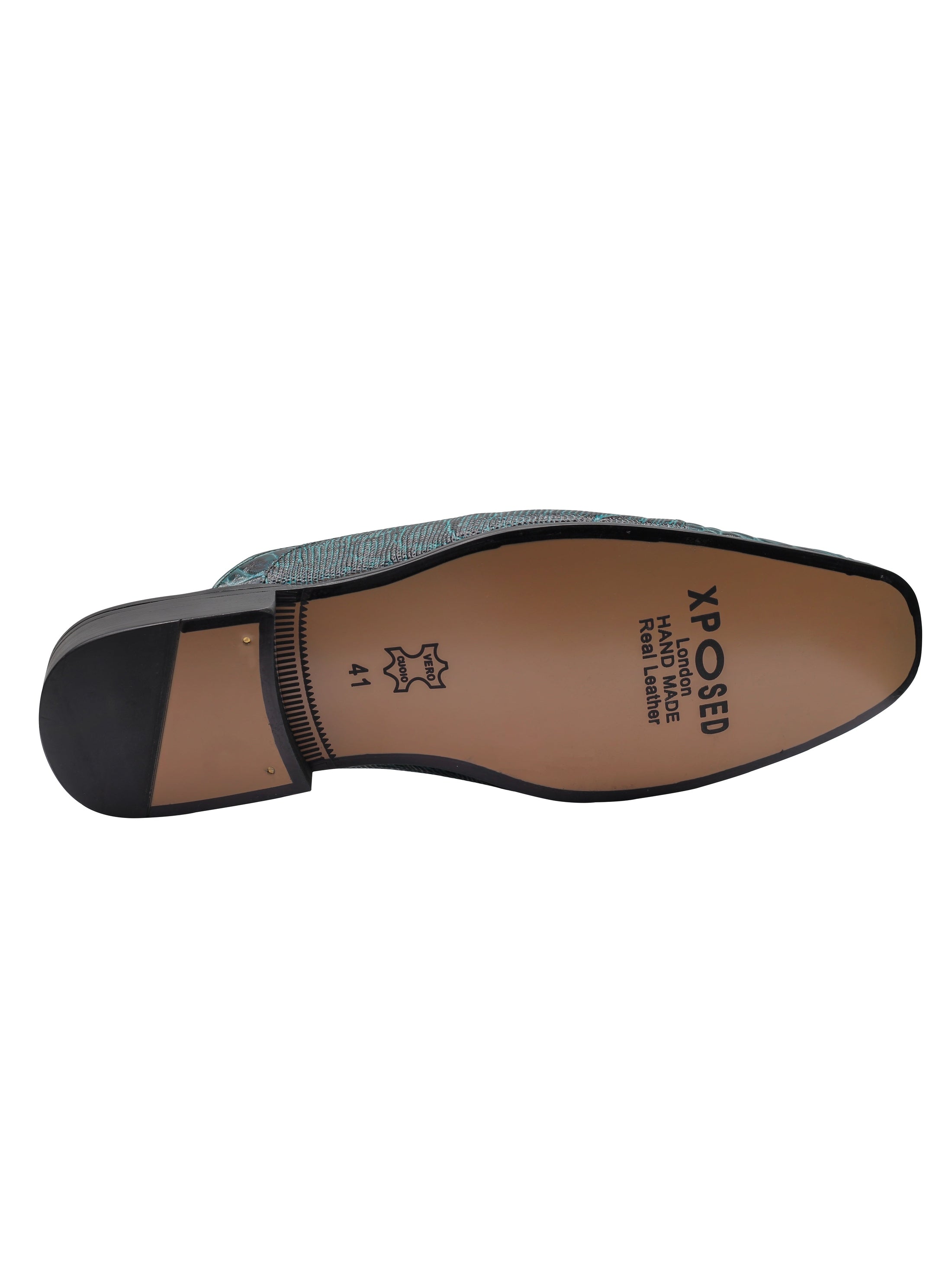DEMI-CHAUSSURE IMPRIMÉ VERT EN CUIR VÉRITABLE