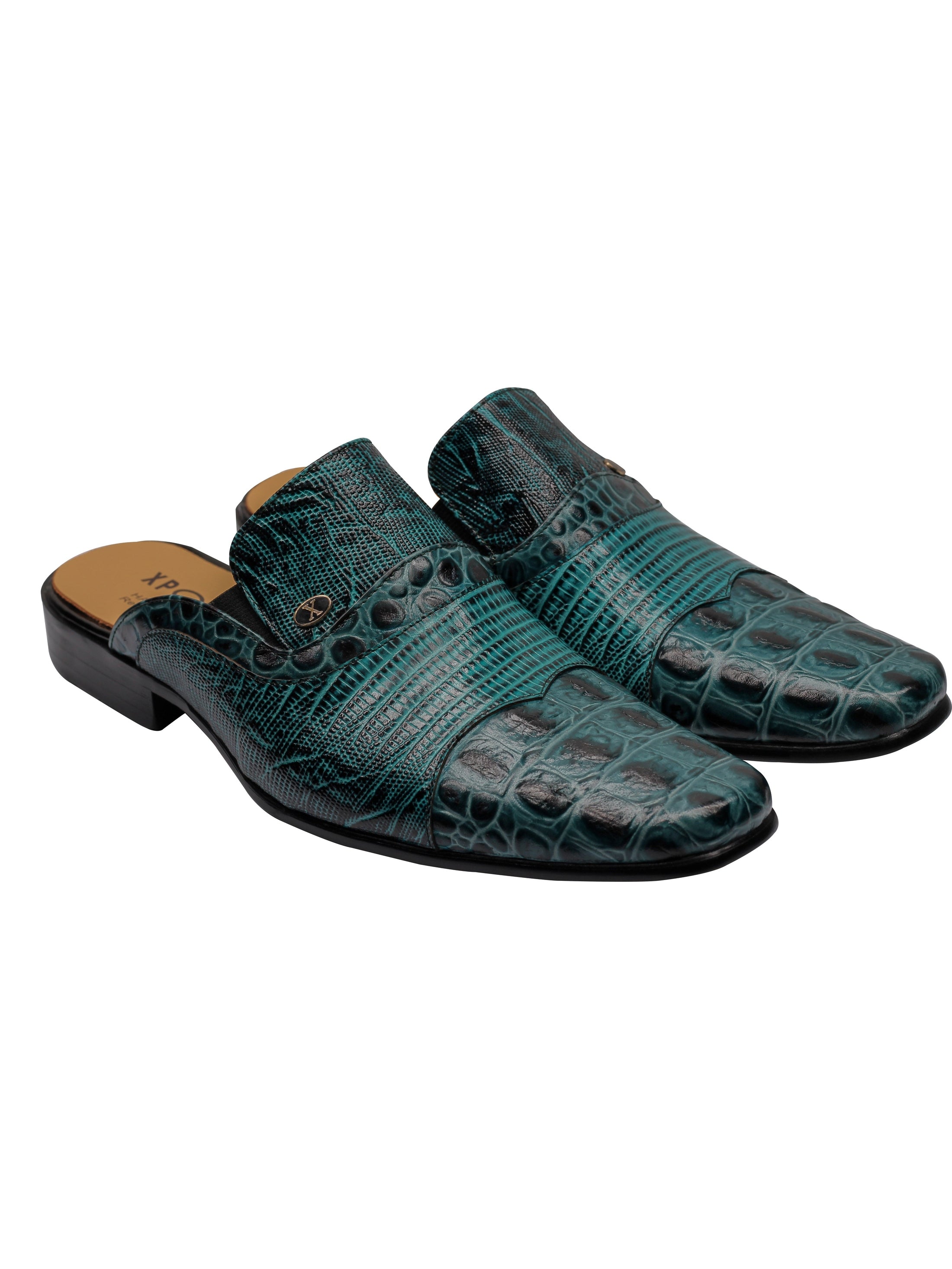 DEMI-CHAUSSURE IMPRIMÉ VERT EN CUIR VÉRITABLE