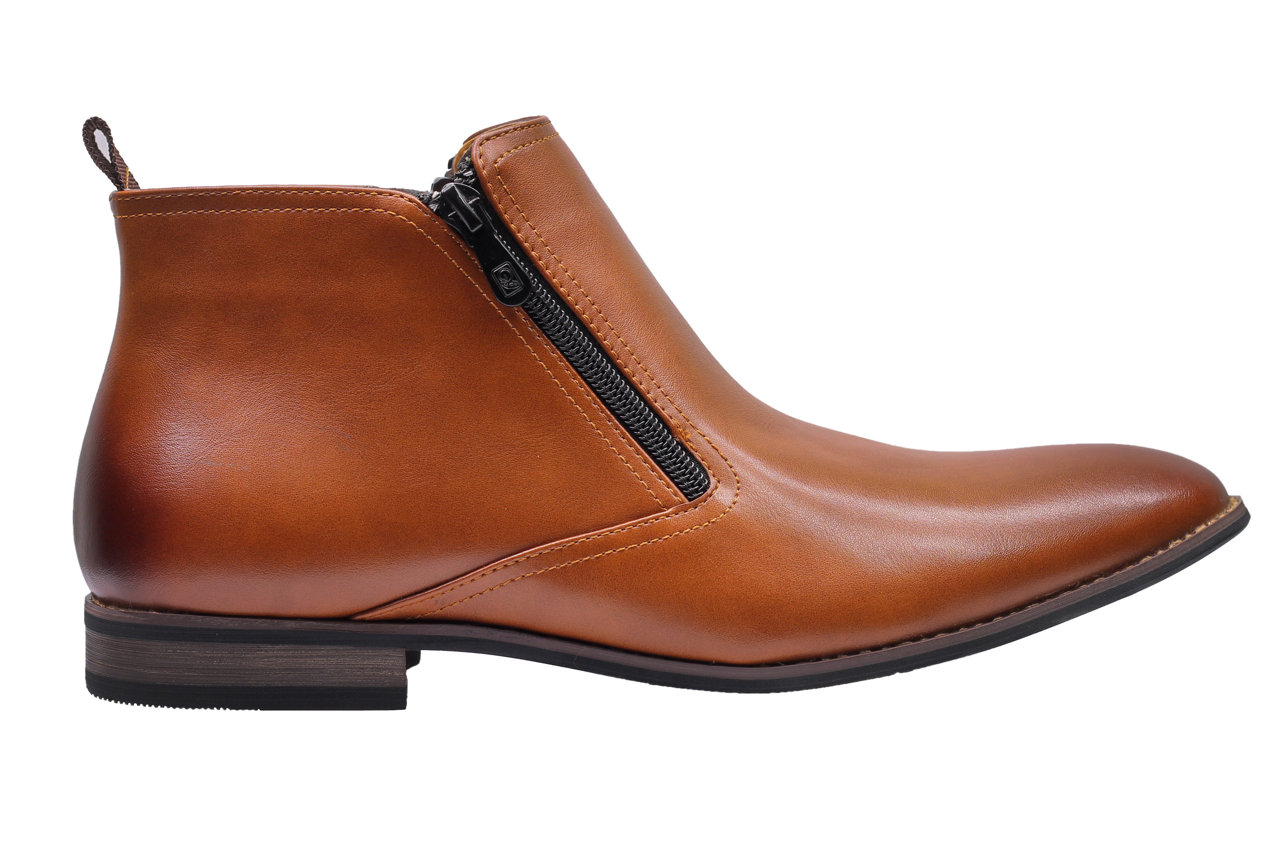 FAUX LEATHER CHELSEA BOOTS LOW ANKLE IN BROWN