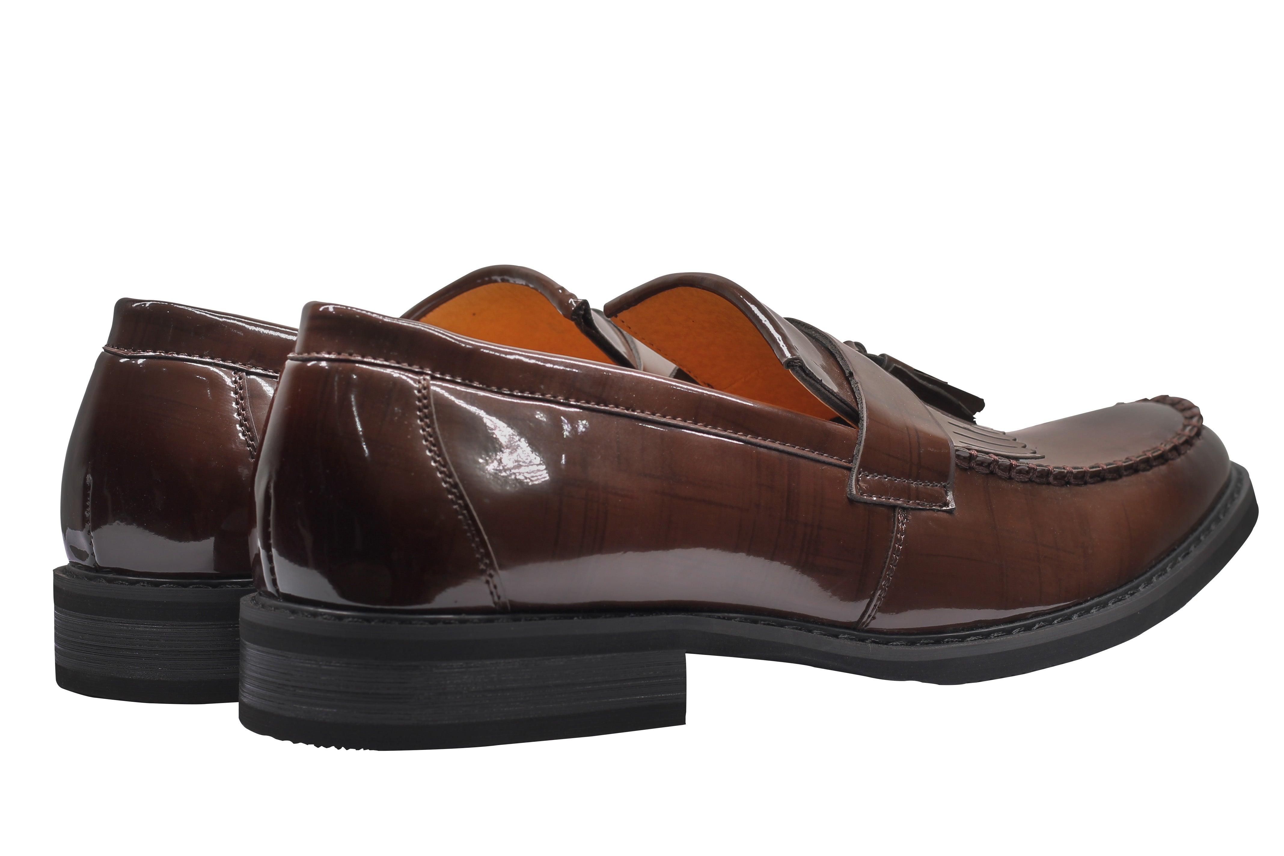 FAUX LEATHER TASSEL LOAFERS IN BROWN