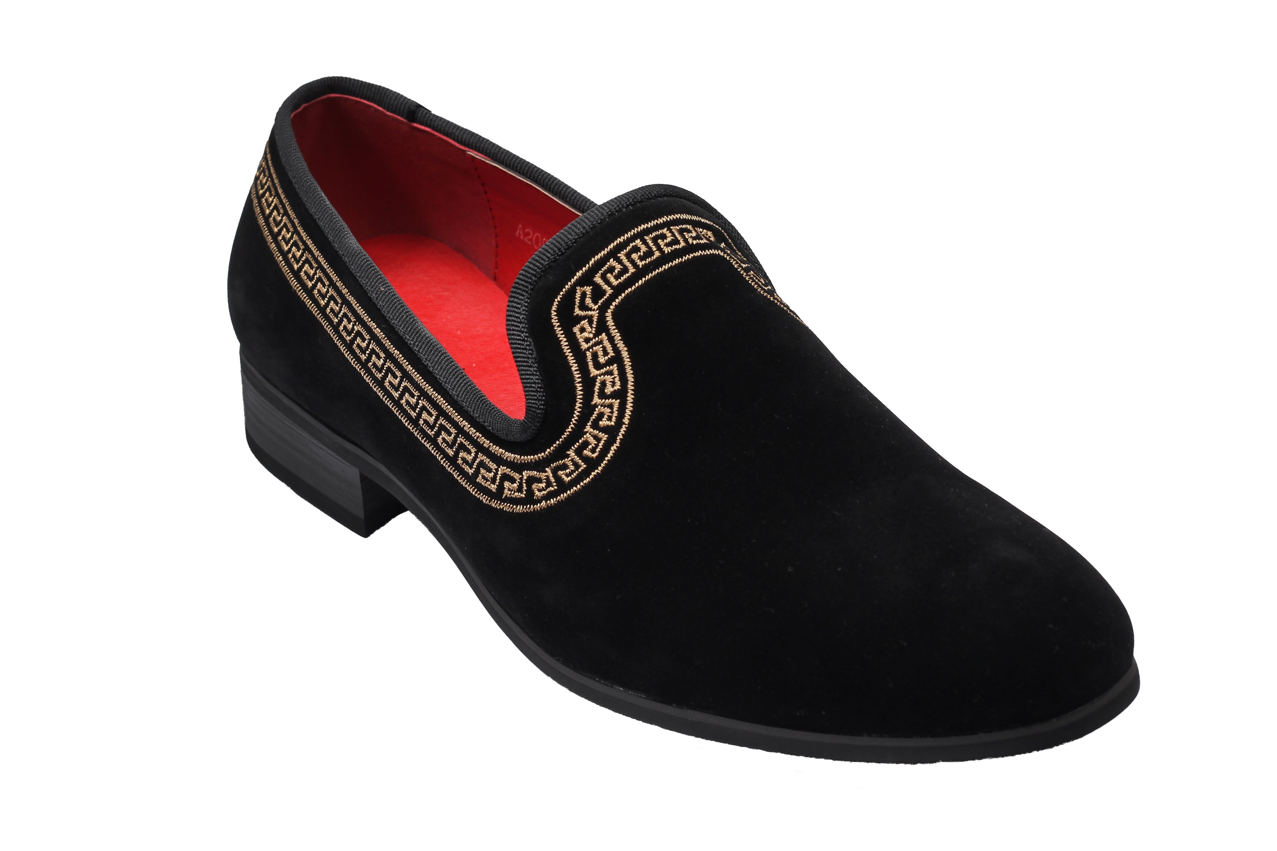FAUX LEATHER MOSAIC PATTERN EMBROIDERY LOAFERS IN BLACK