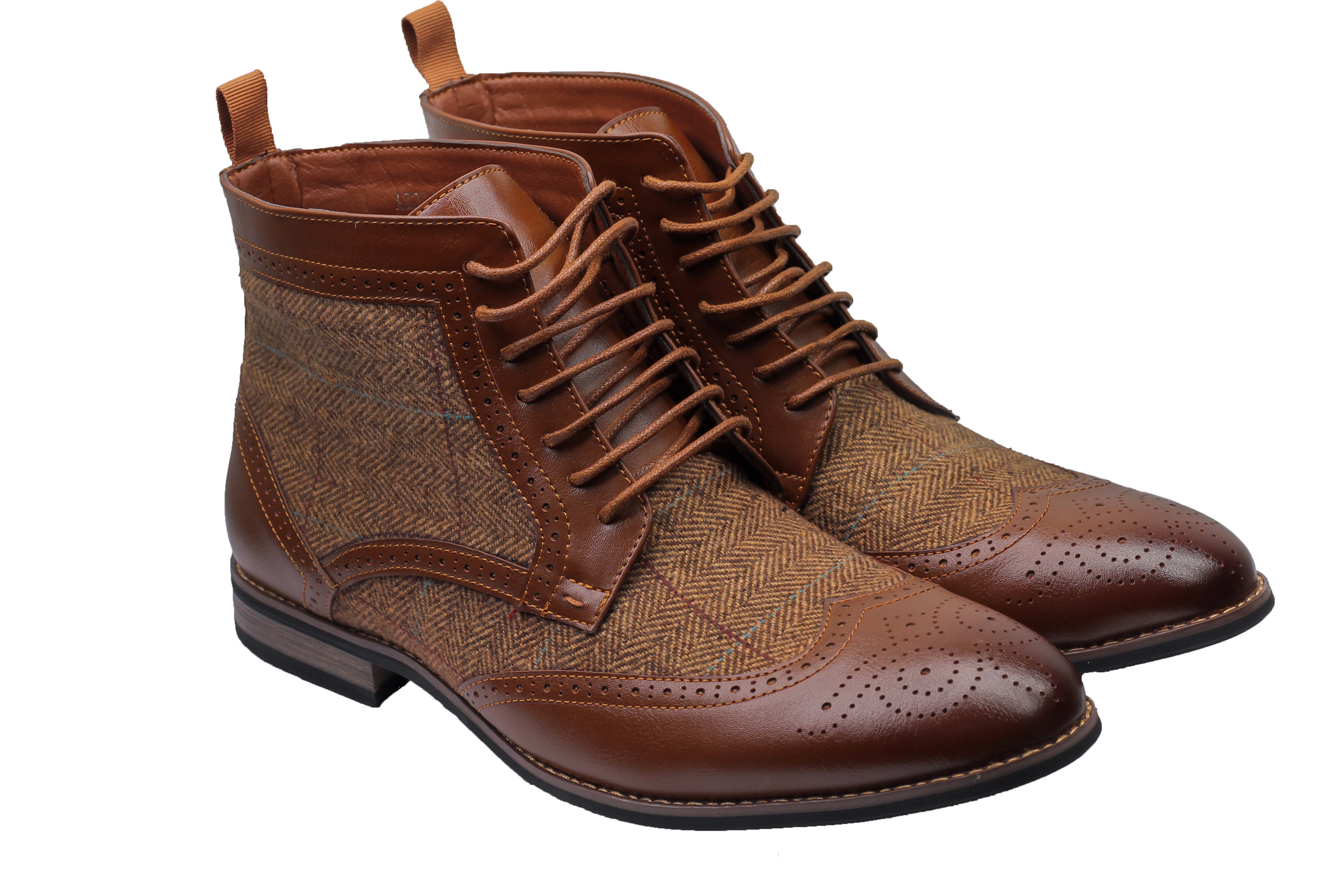 TWEED BROGUE BOOTS LACE UP