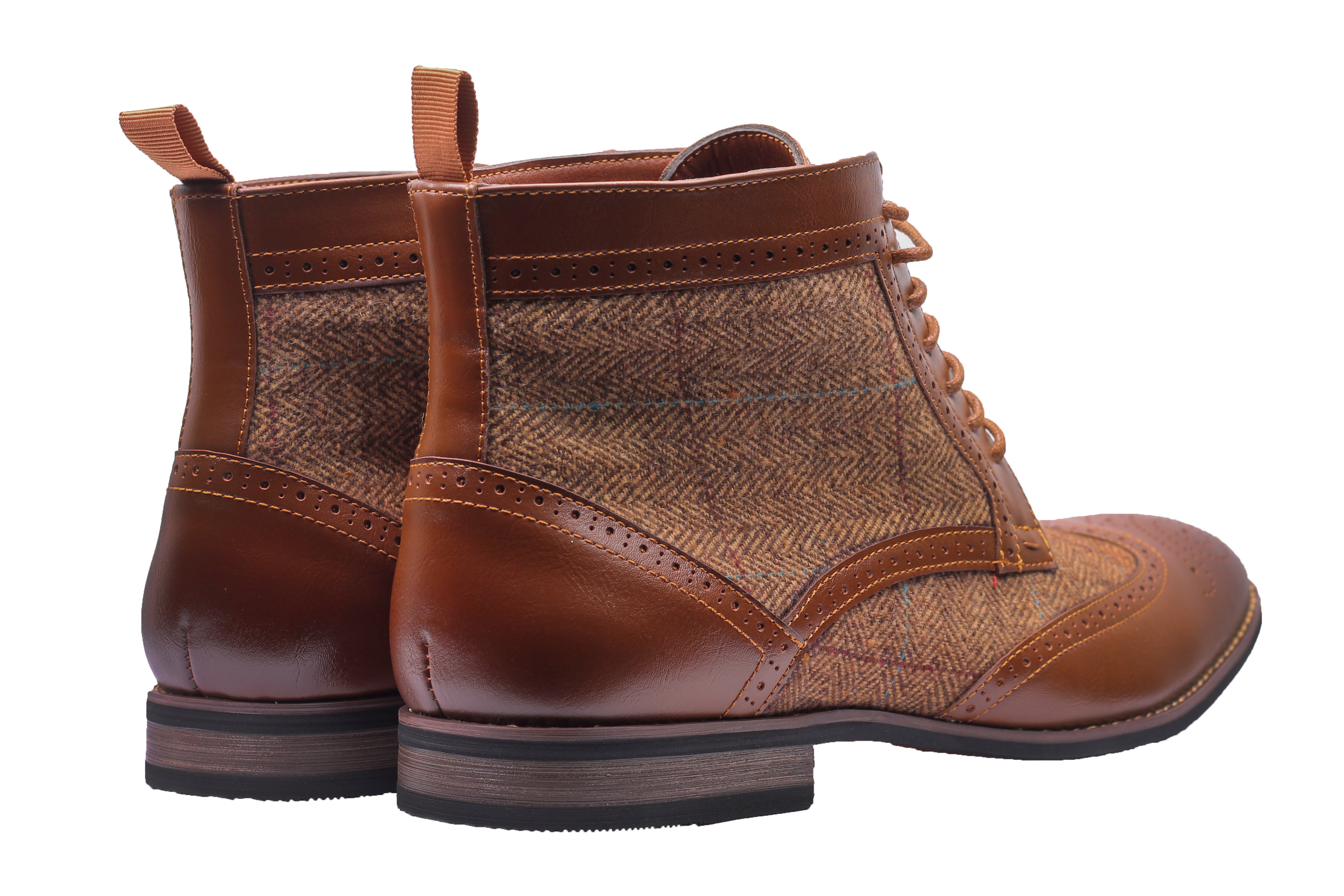 TWEED BROGUE BOOTS LACE UP