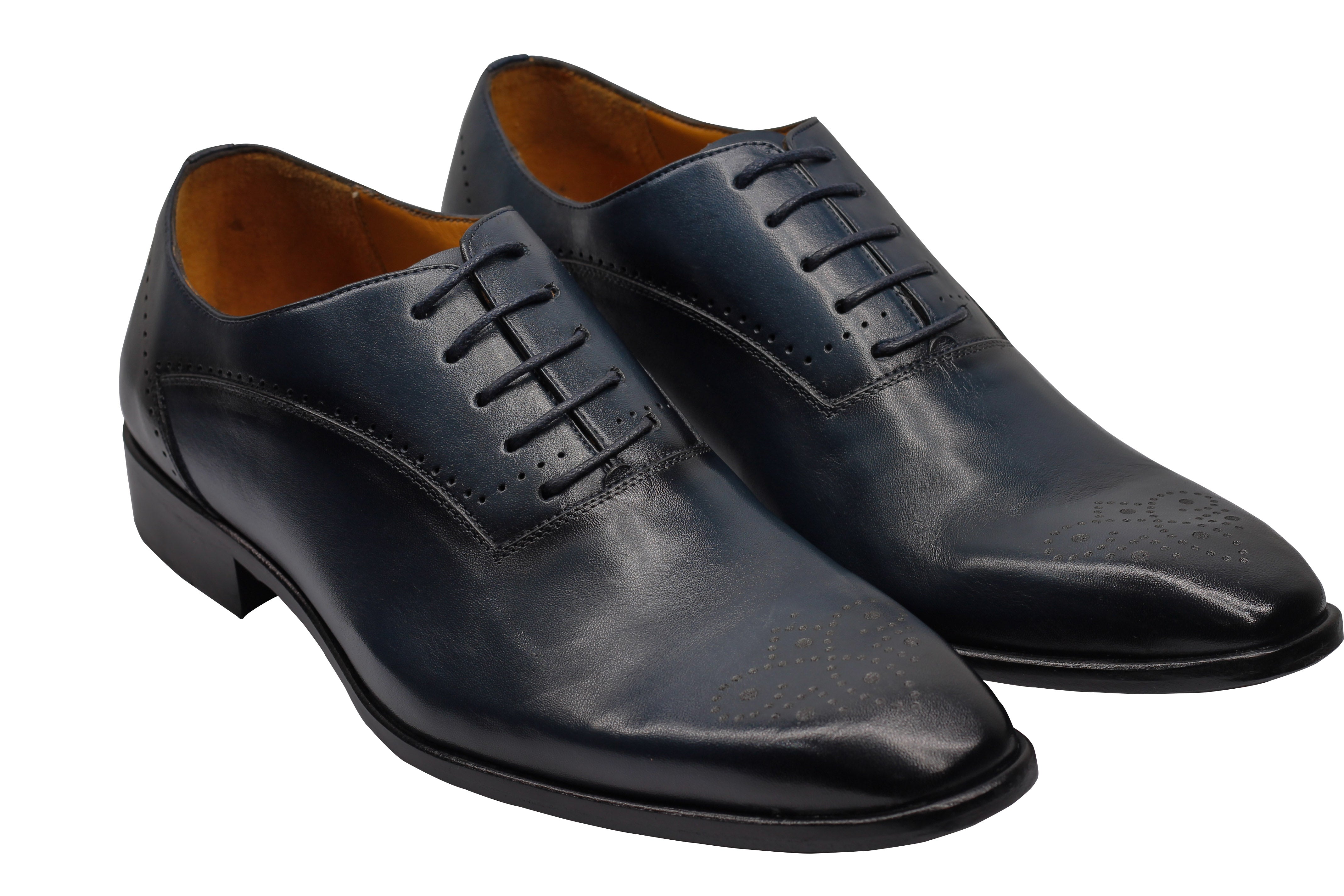 BLUE - CALF LEATHER CLASSIC SEMI BROGUES