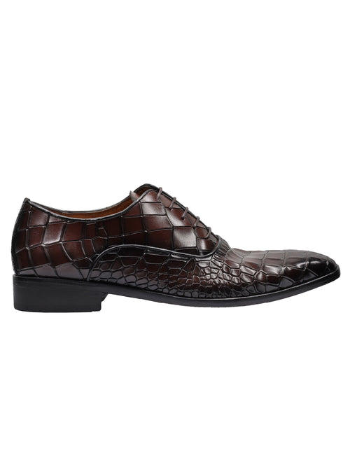 BRAUN – LEDER-OXFORDS MIT KROKO-DRUCK