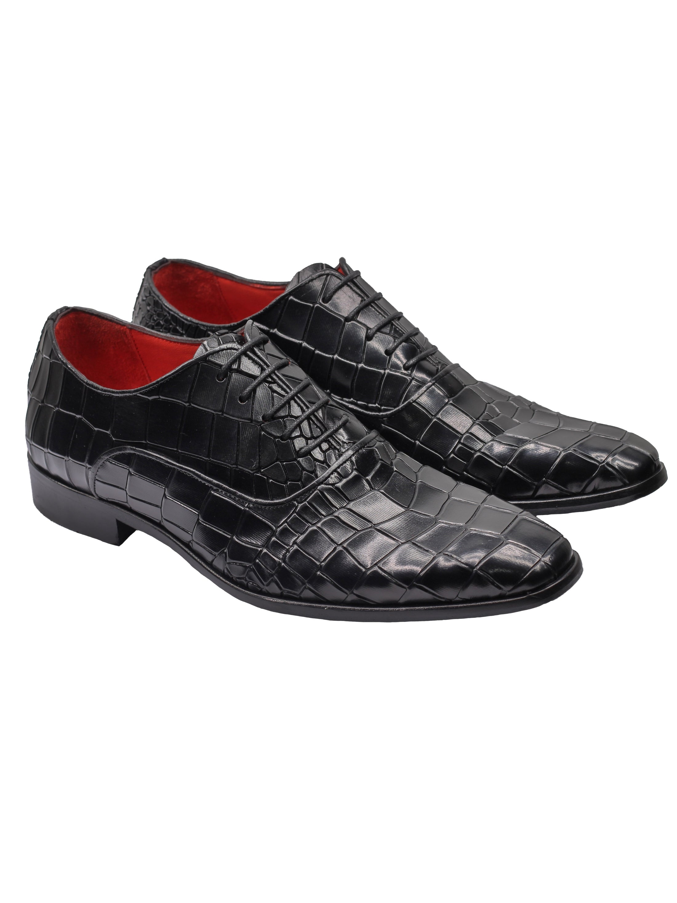SCHWARZ – LEDER-OXFORDS MIT KROKO-DRUCK