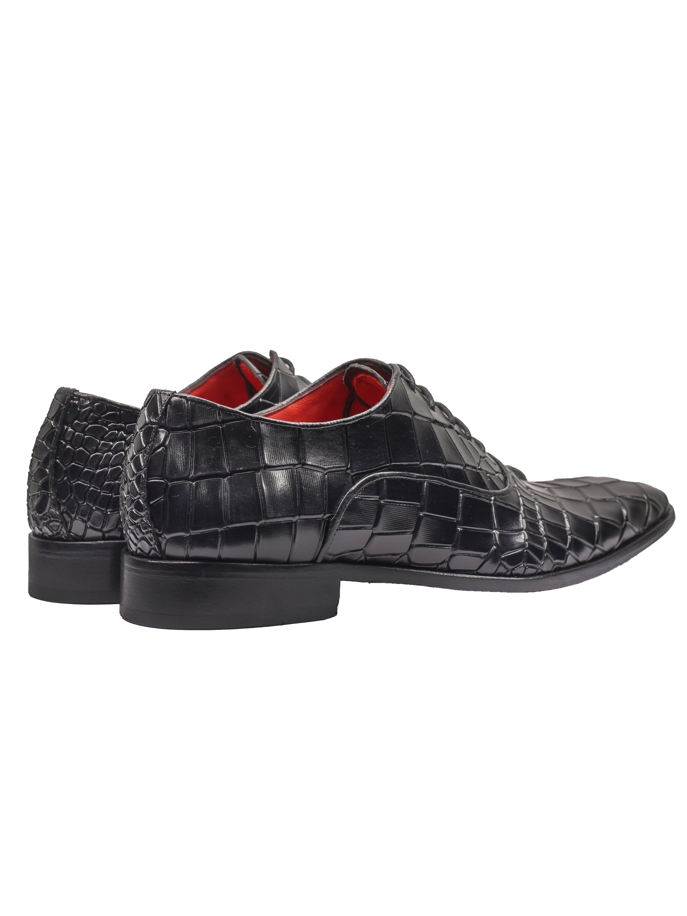 SCHWARZ – LEDER-OXFORDS MIT KROKO-DRUCK