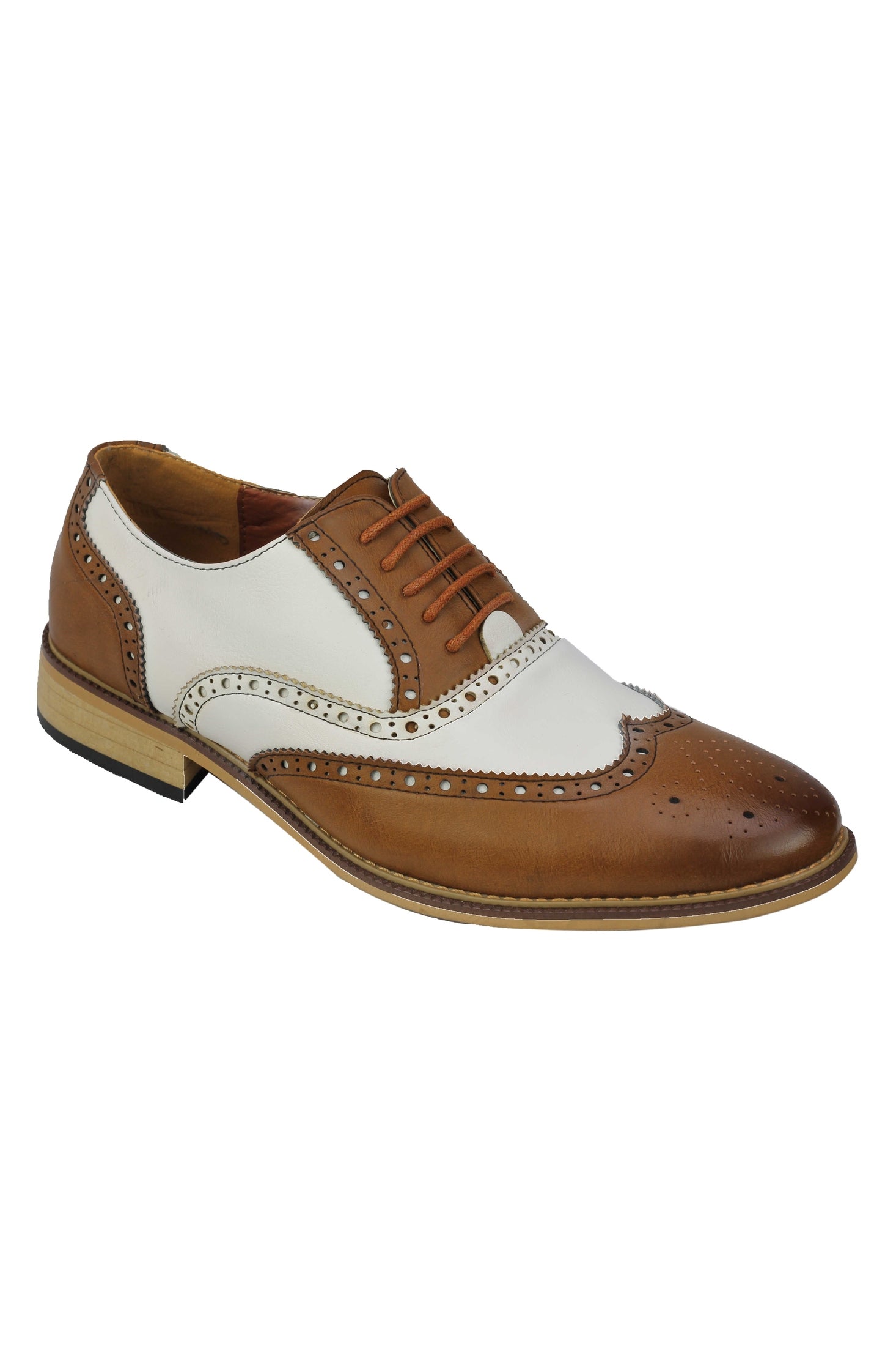 FAUX LEATHER 2 TONE BROGUE LACE UP SHOES IN WINE