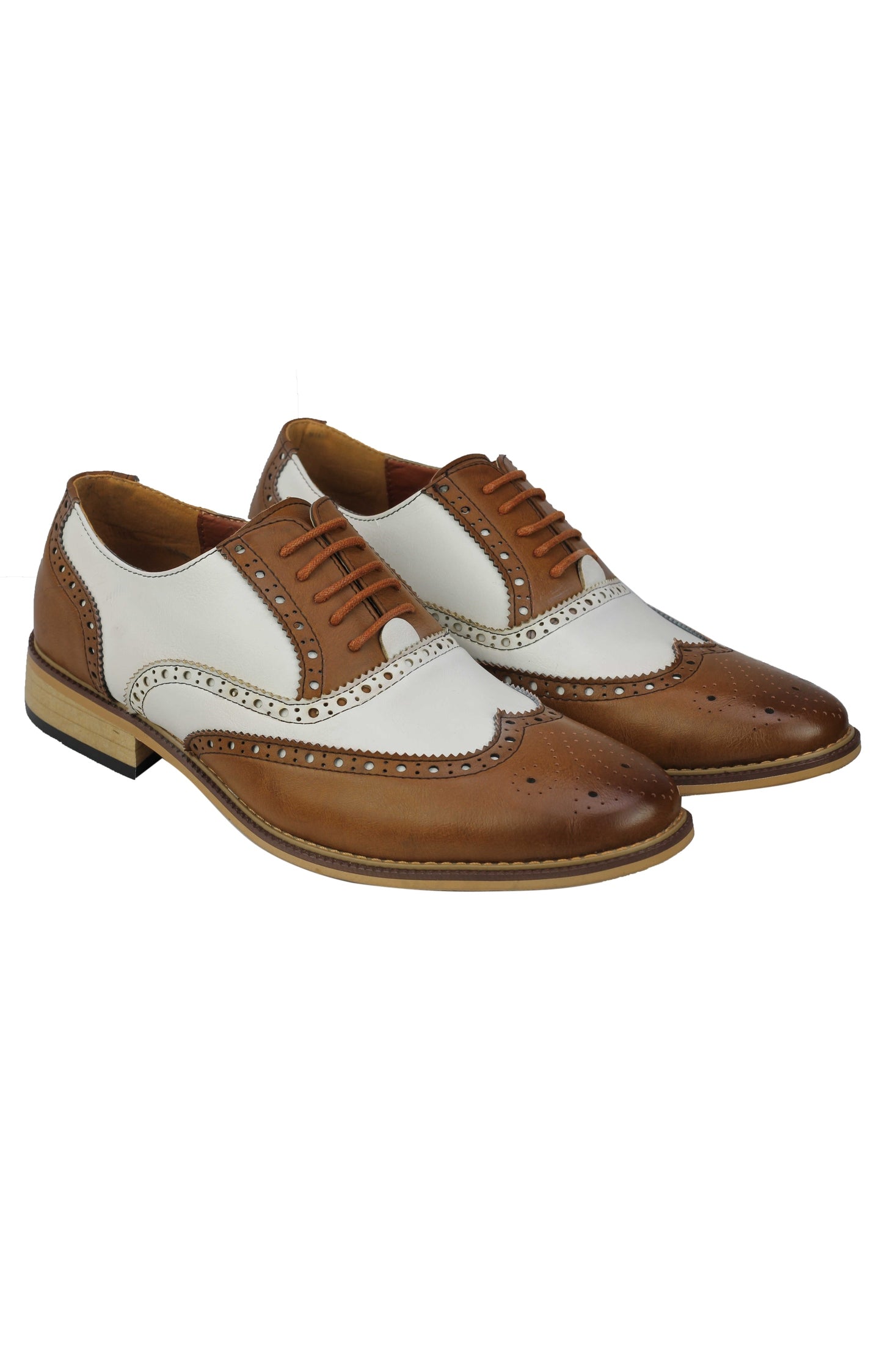 FAUX LEATHER 2 TONE BROGUE LACE UP SHOES IN WINE
