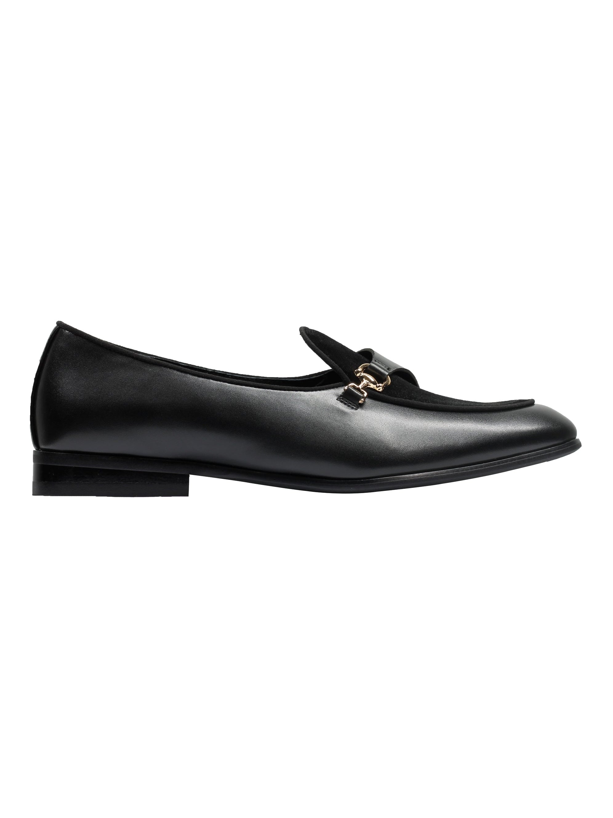 LEATHER & VELVET LOAFERS WITH DECORATIVE MONK STRAP