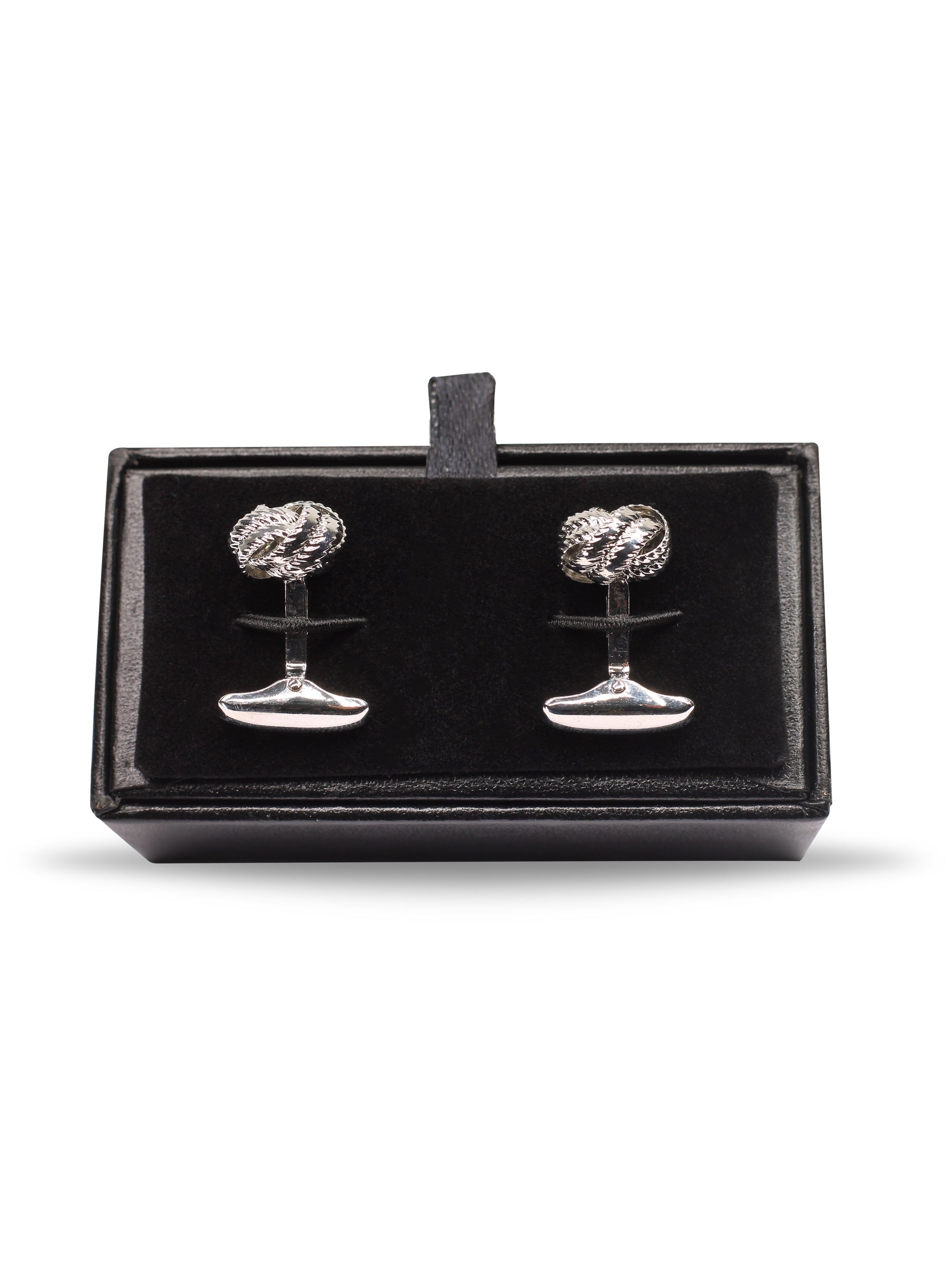 SILVER KNOT BALL CUFFLINKS