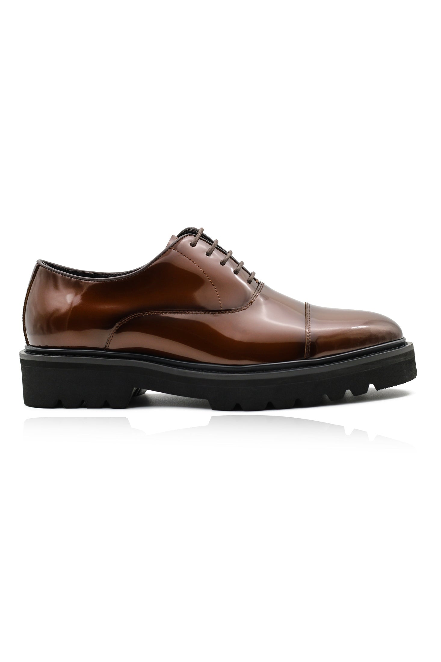 BROWN POLISHED LEATHER OXFORD SHOES – LUG SOLE