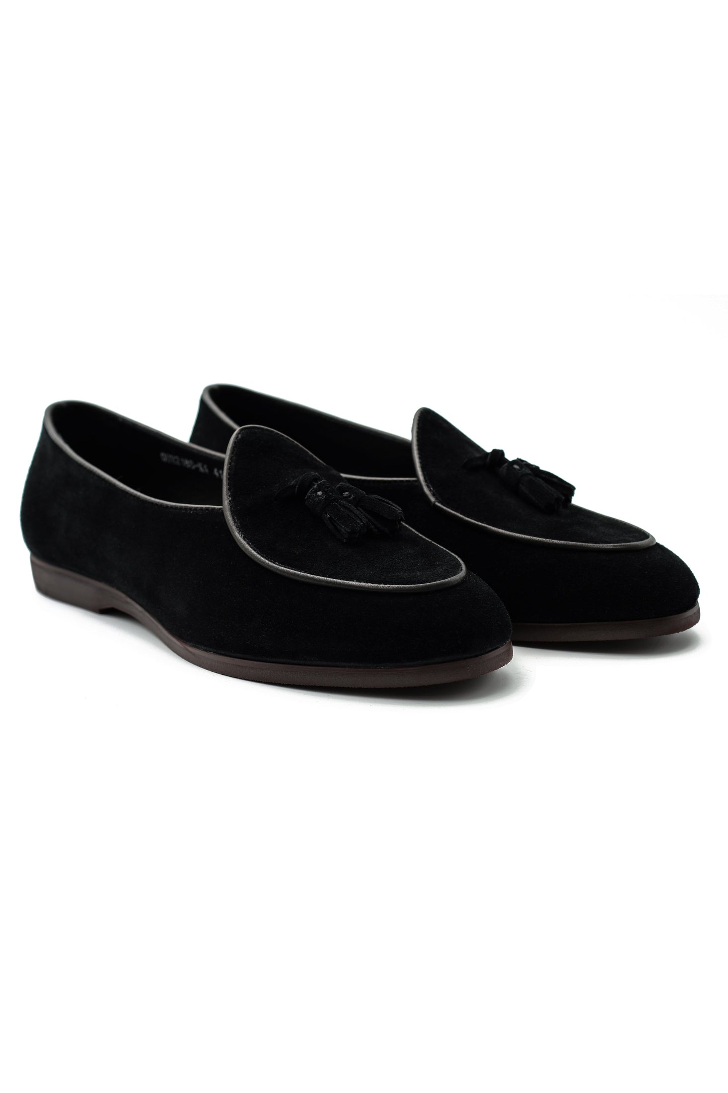 BLACK SOFT SUEDE TASSEL SLIPPERS