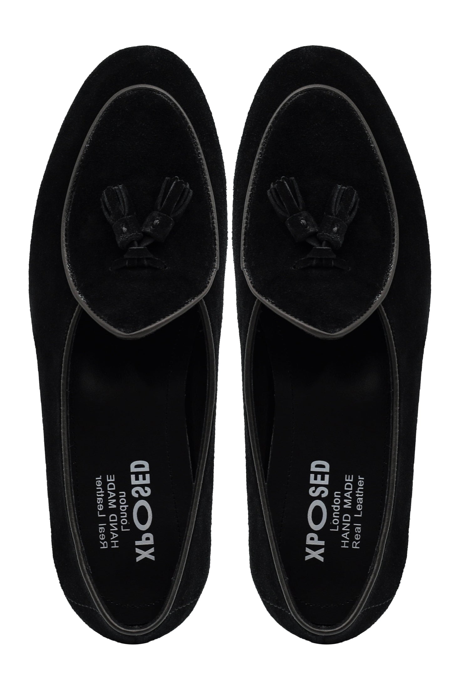 BLACK SOFT SUEDE TASSEL SLIPPERS