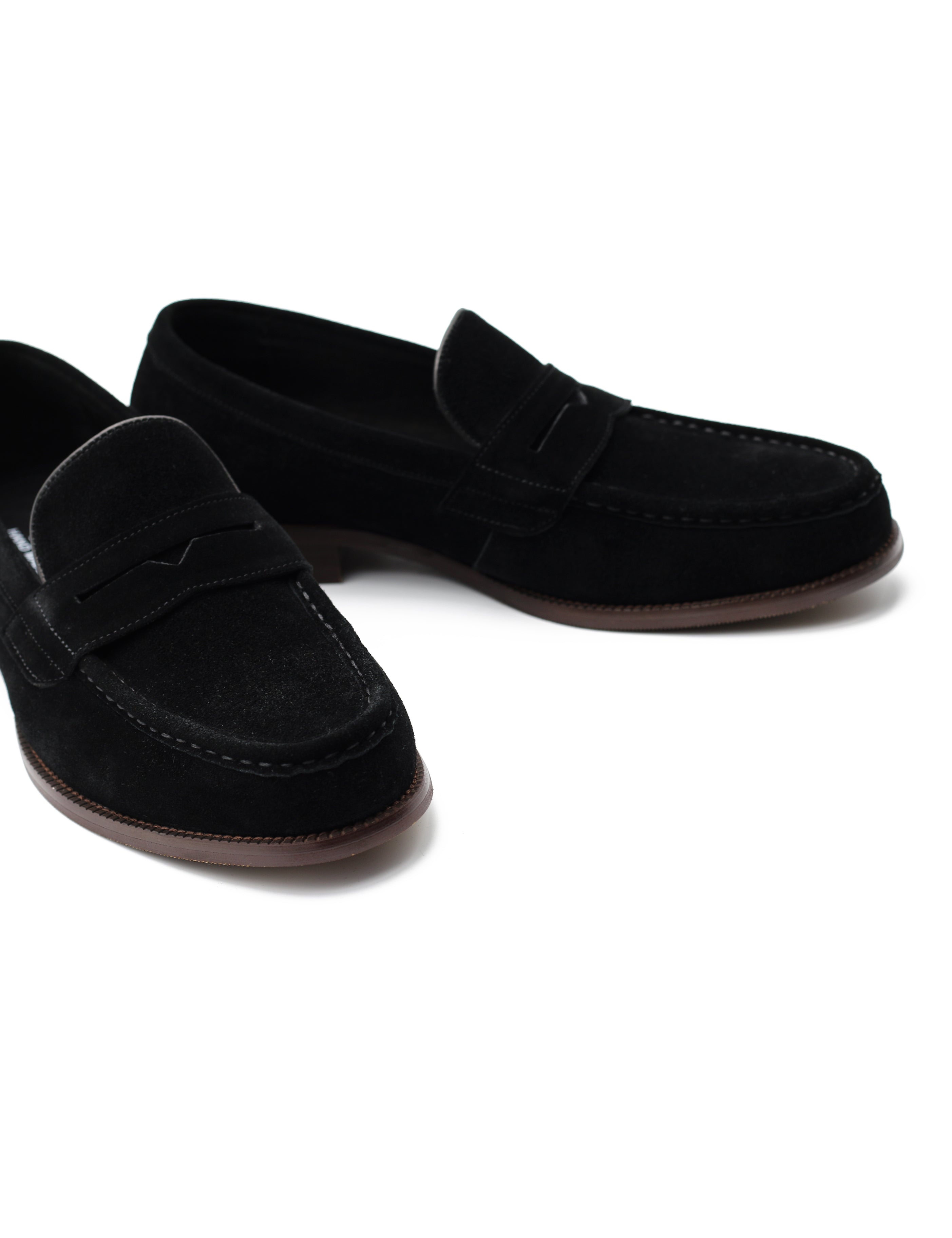 BLACK SUEDE LEATHER PENNY LOAFERS