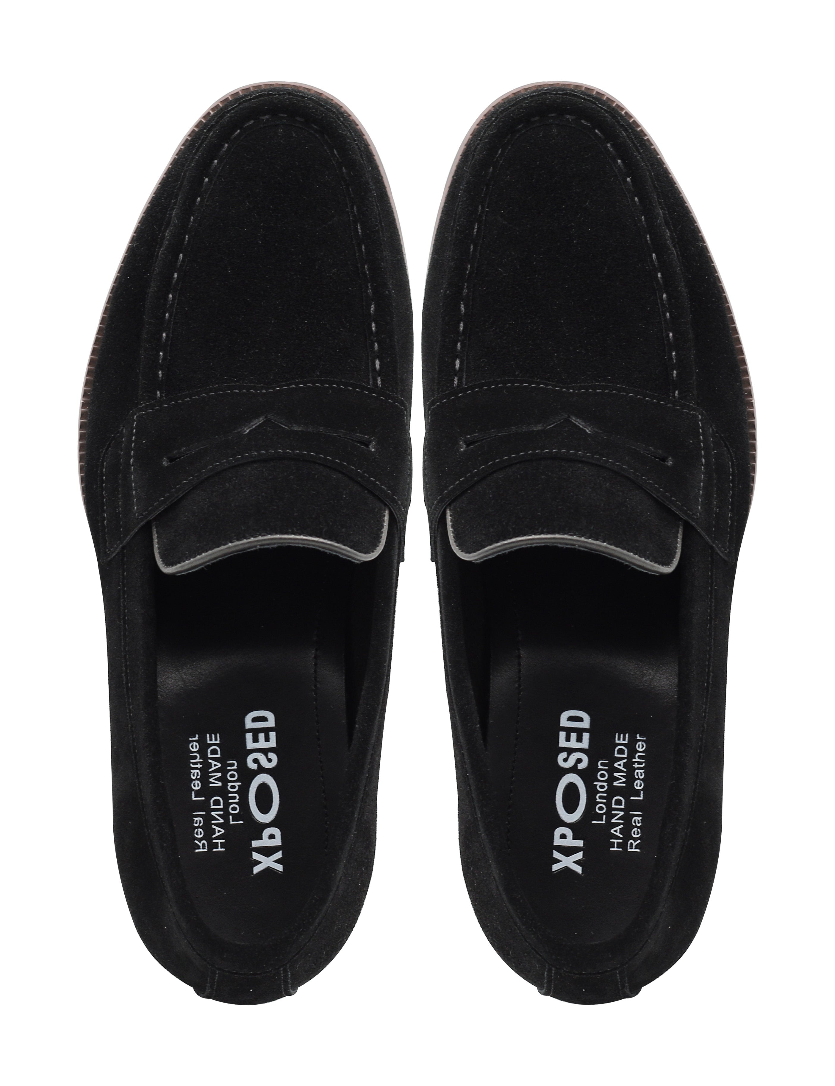 BLACK SUEDE LEATHER PENNY LOAFERS