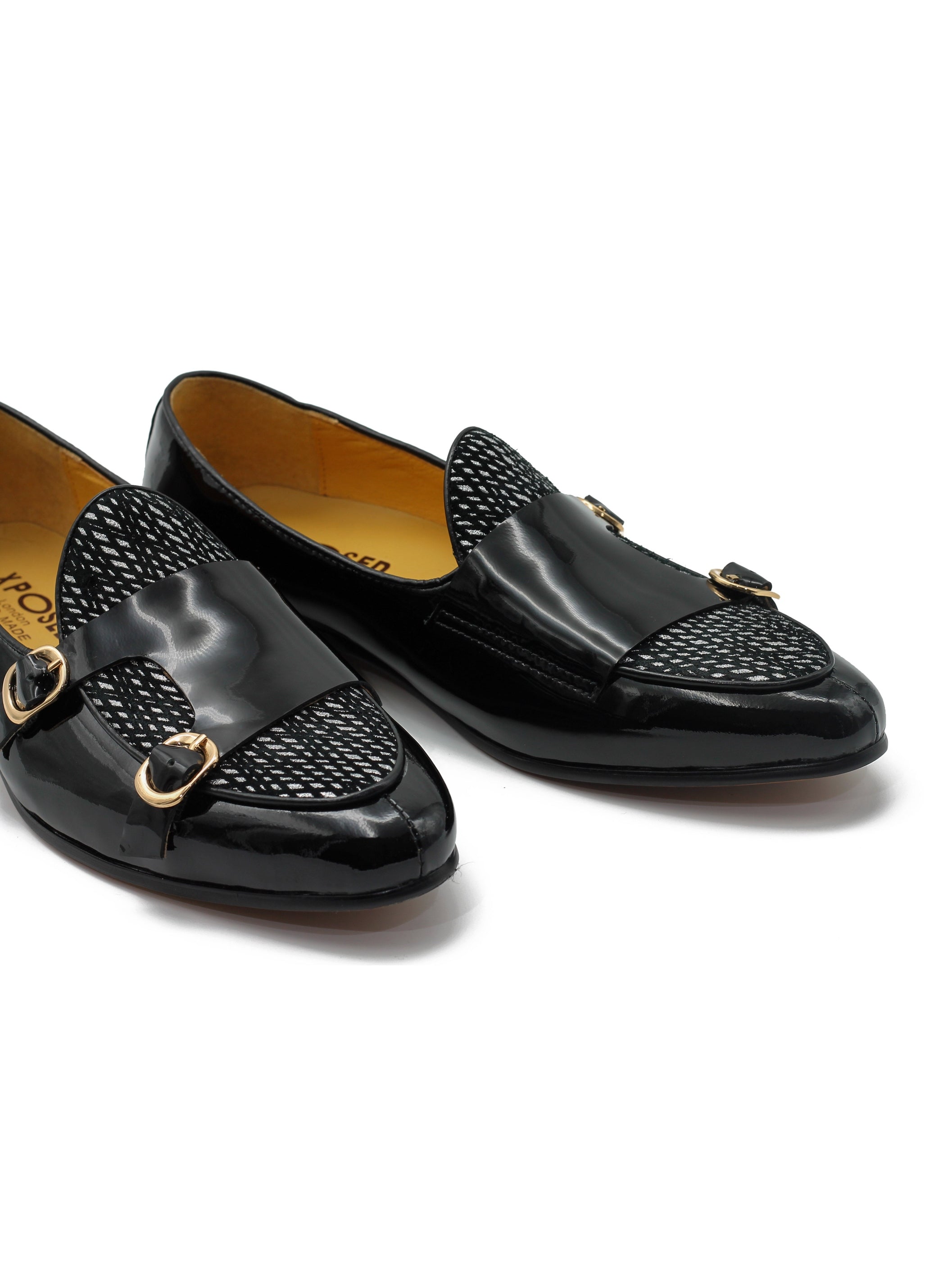 BLACK SHINY SILVER GLITTER LEATHER SHOES