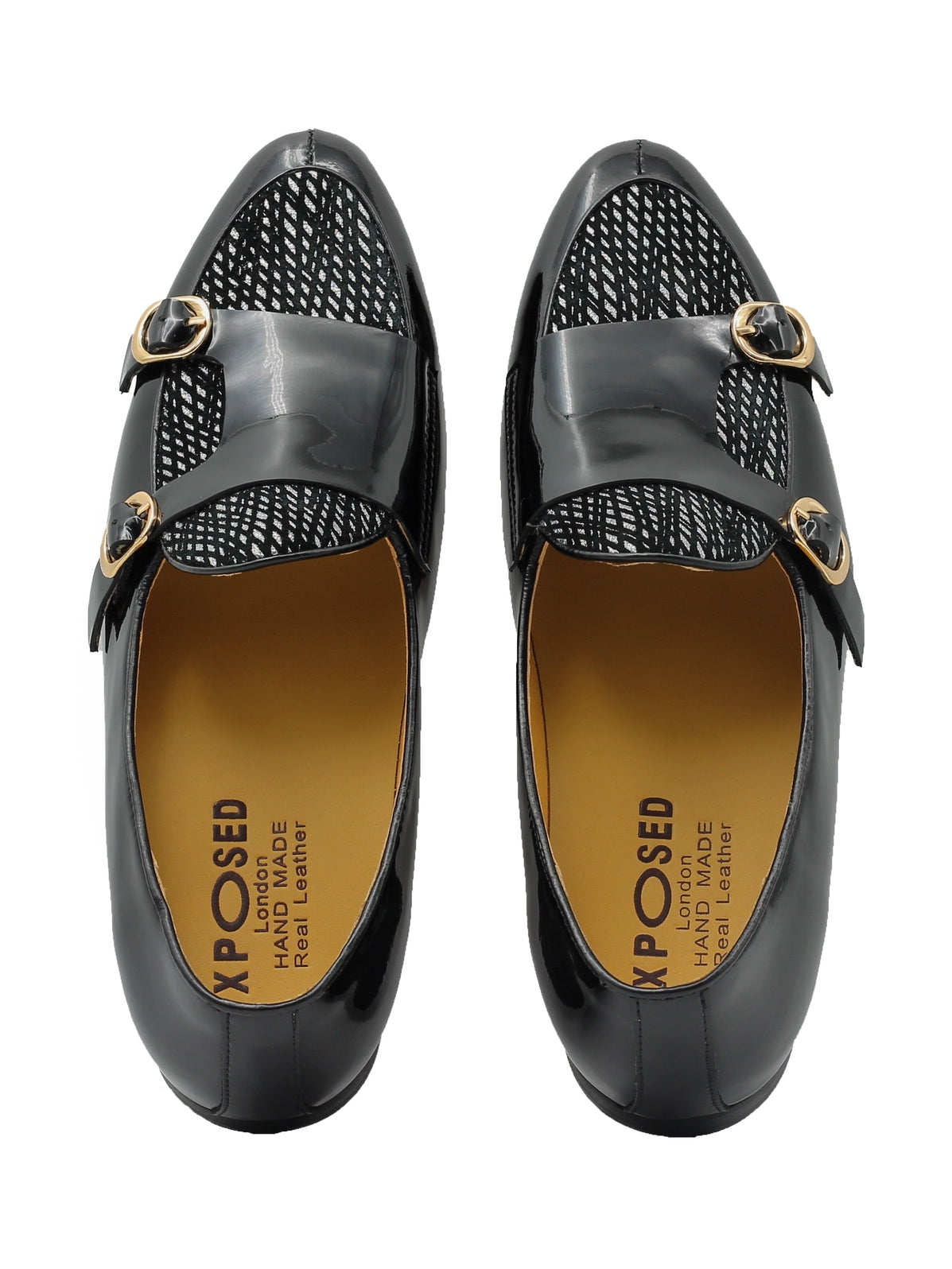 BLACK SHINY SILVER GLITTER LEATHER SHOES