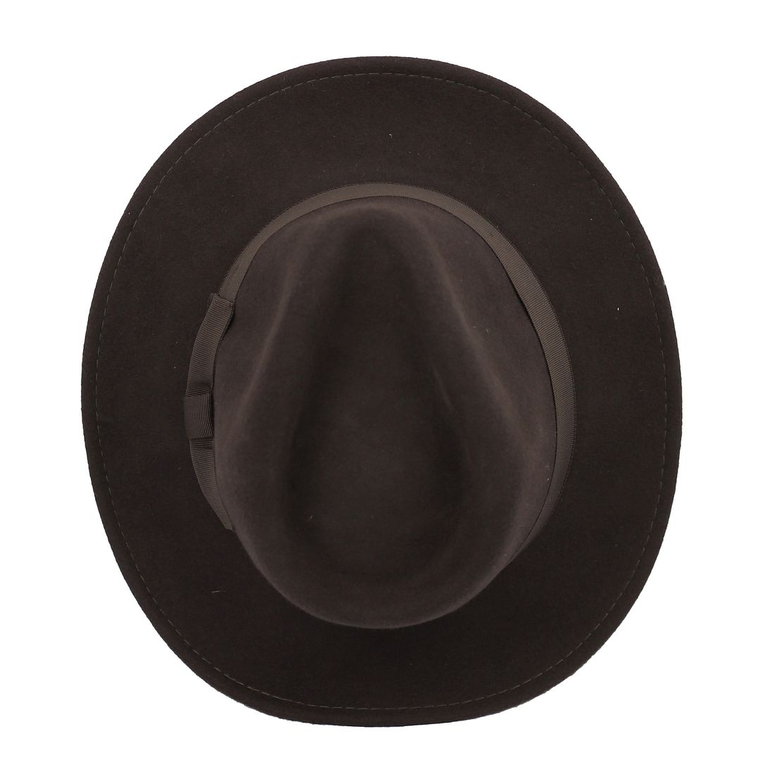Brown Crushable Fedora 100% Wool Wide Brim Hat