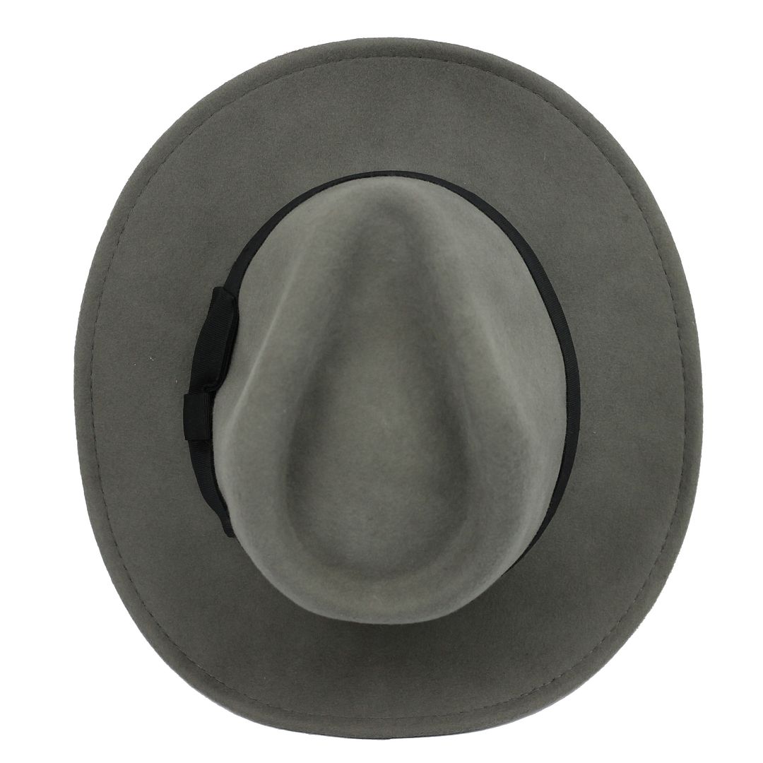 Fedora déformable 100 % laine à large bord gris
