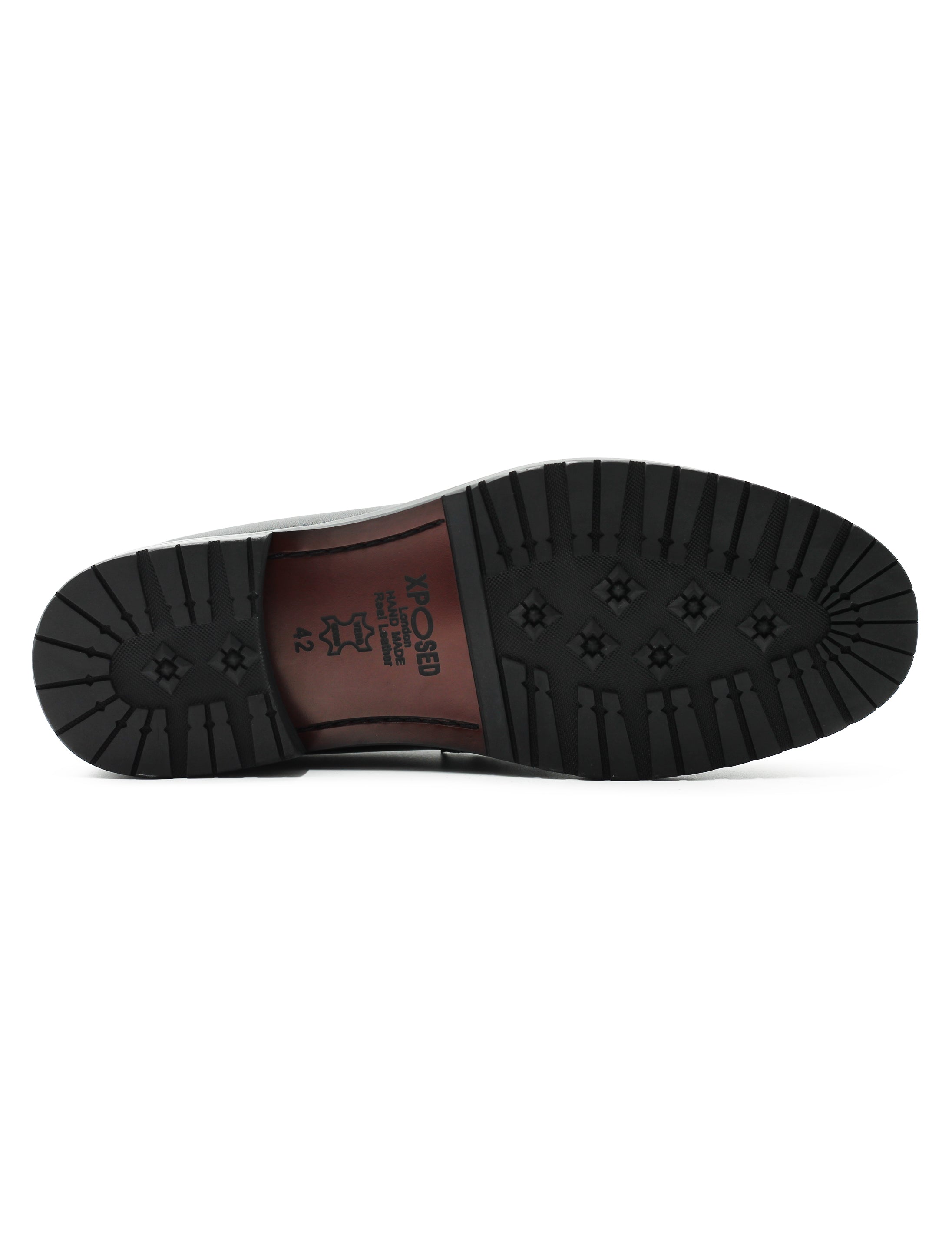 Men’s Black Leather Upper Penny Loafers Chunky Sole OU700-N06-BLACK