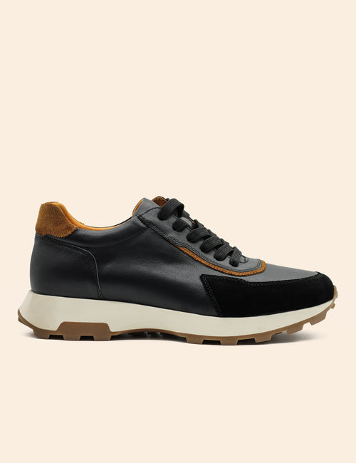Men’s Real Leather & Suede Trainers in Black