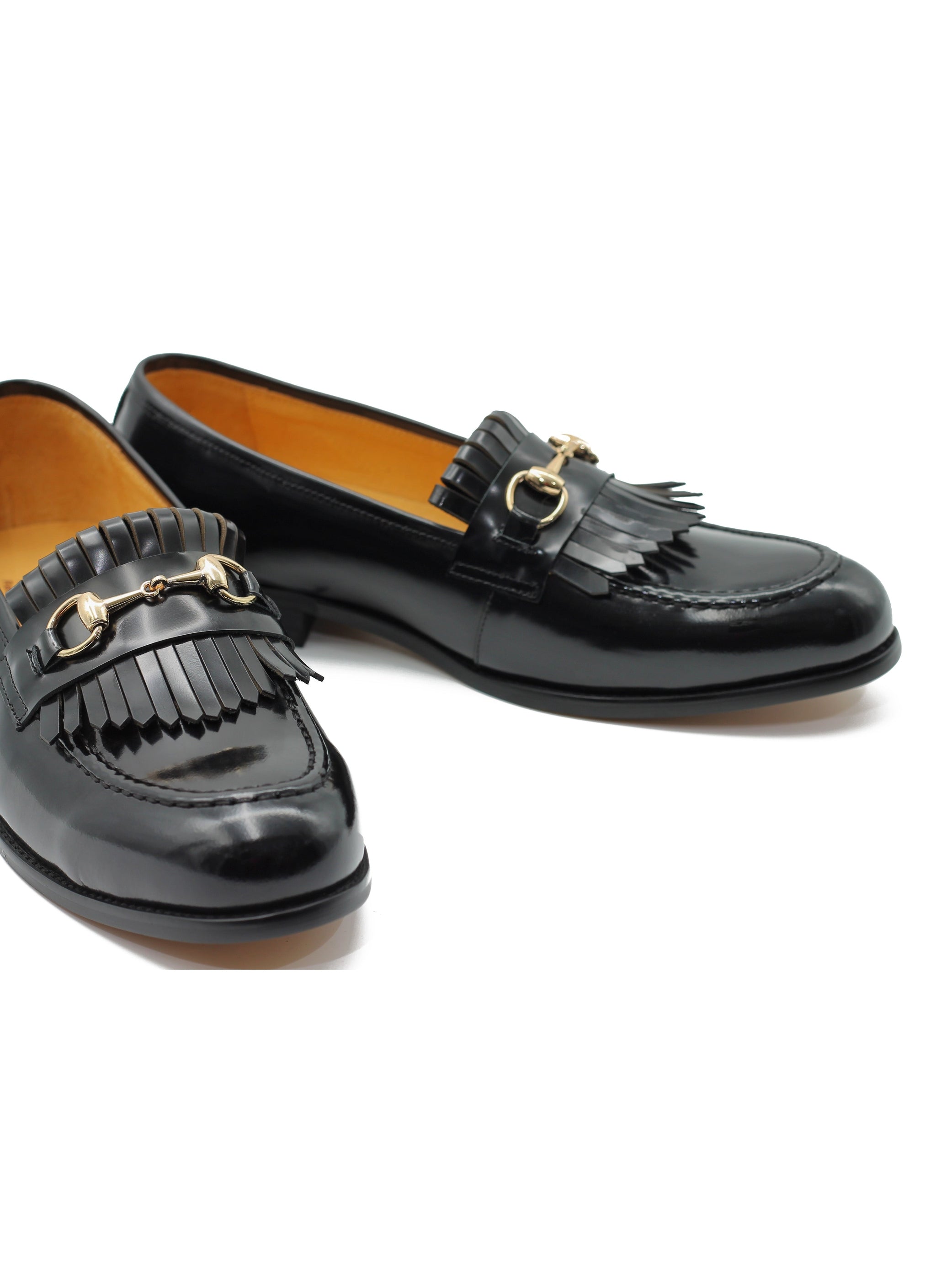 FRINGE KILTIE LOAFERS SNAFFLE BIT IN BLACK