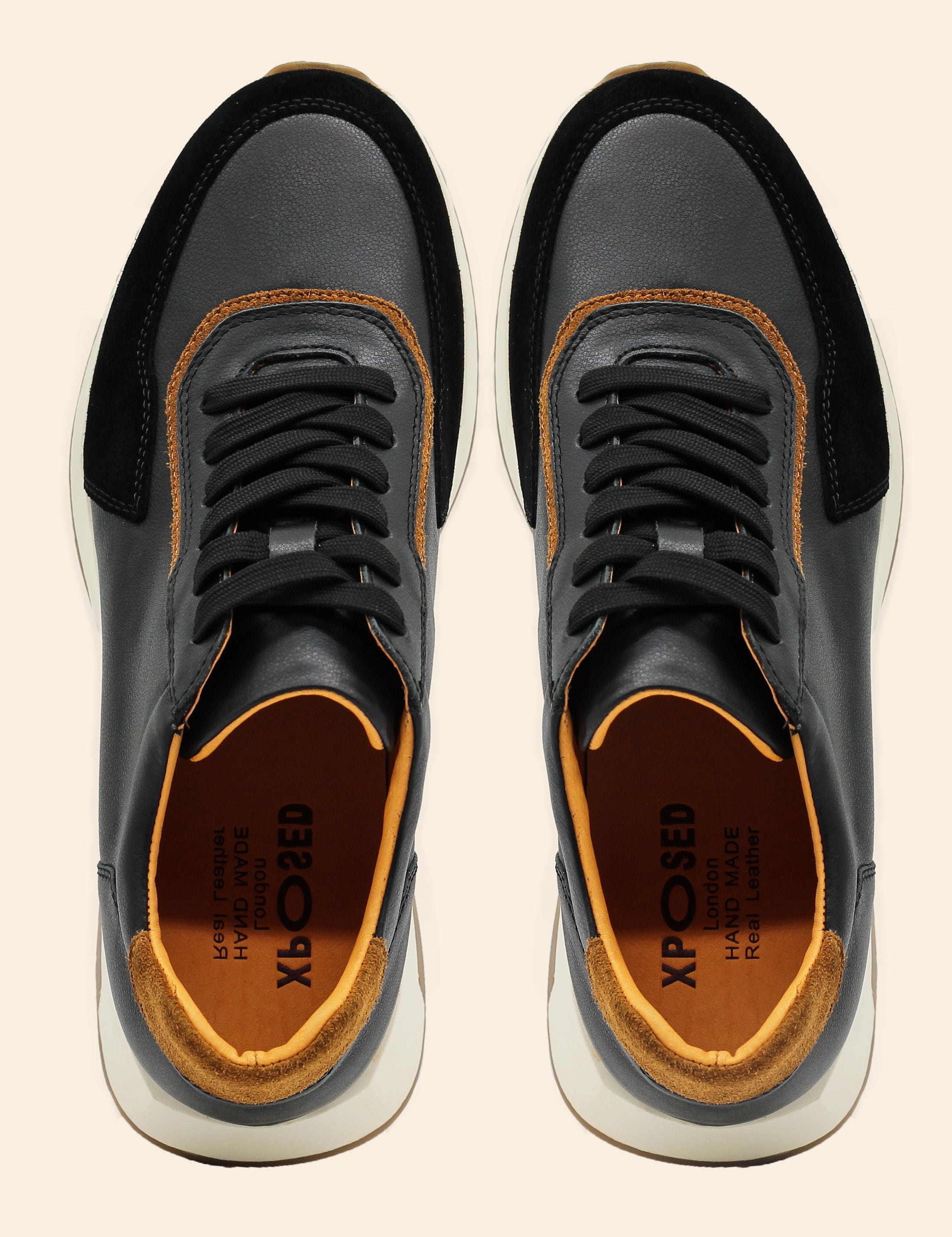 Men’s Real Leather & Suede Trainers in Black