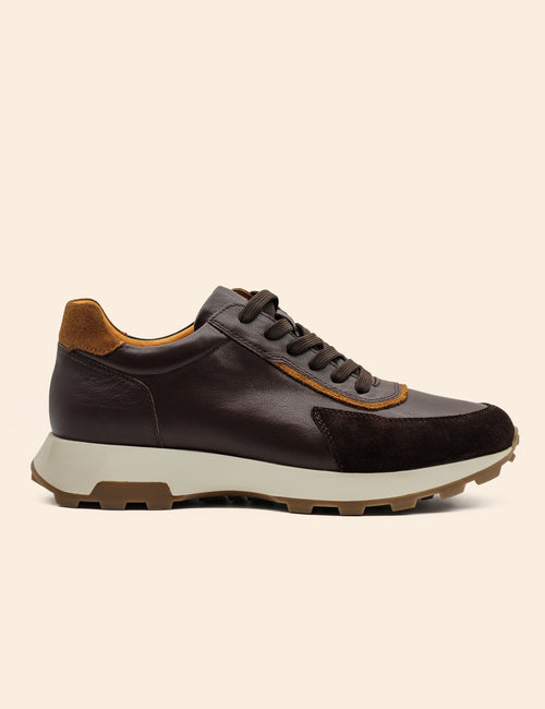 Men’s Brown Real Leather & Suede Trainers
