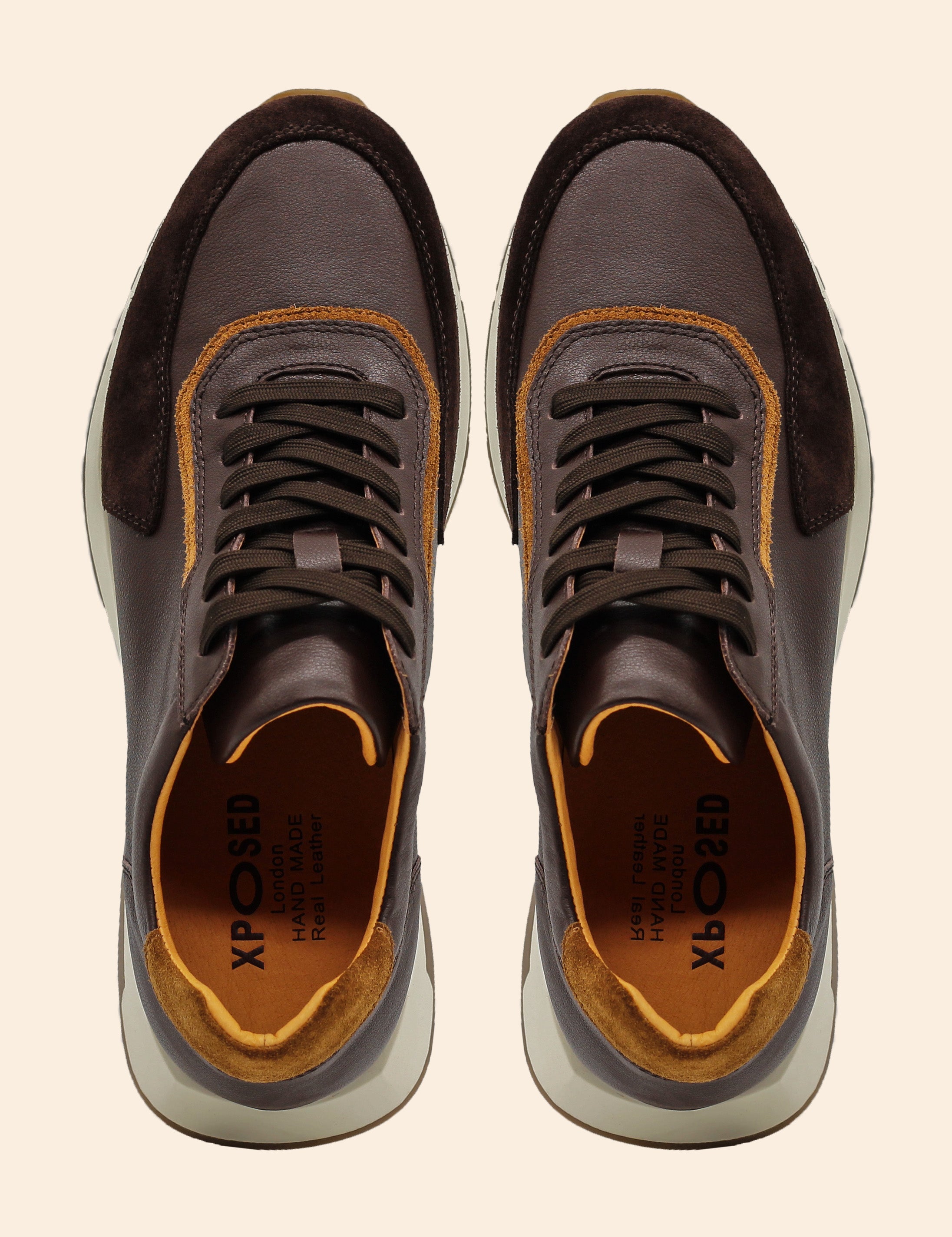 Men’s Brown Real Leather & Suede Trainers