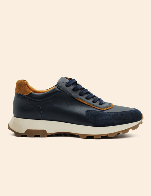 Men’s Navy Real Leather & Suede Trainers