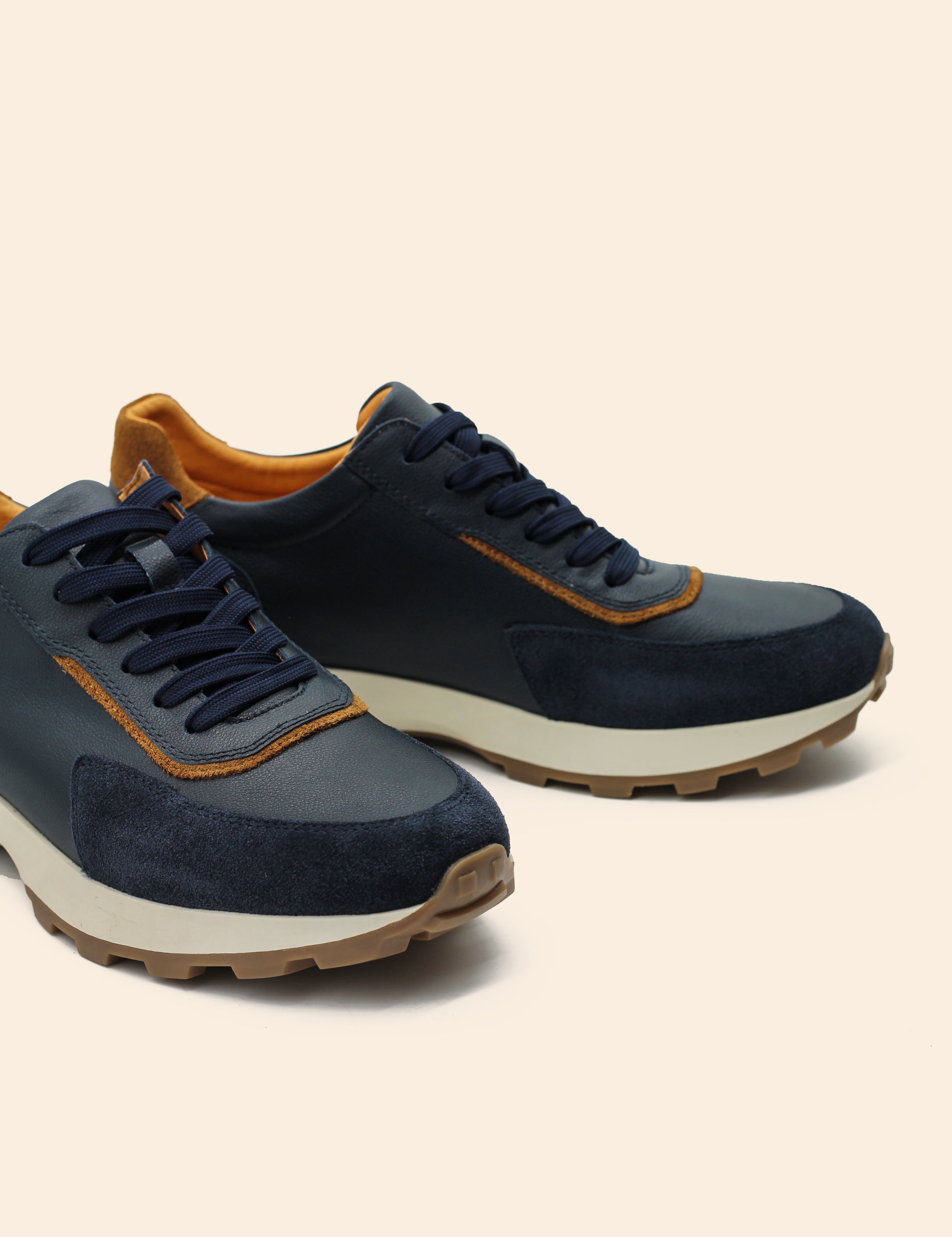 Men’s Navy Real Leather & Suede Trainers
