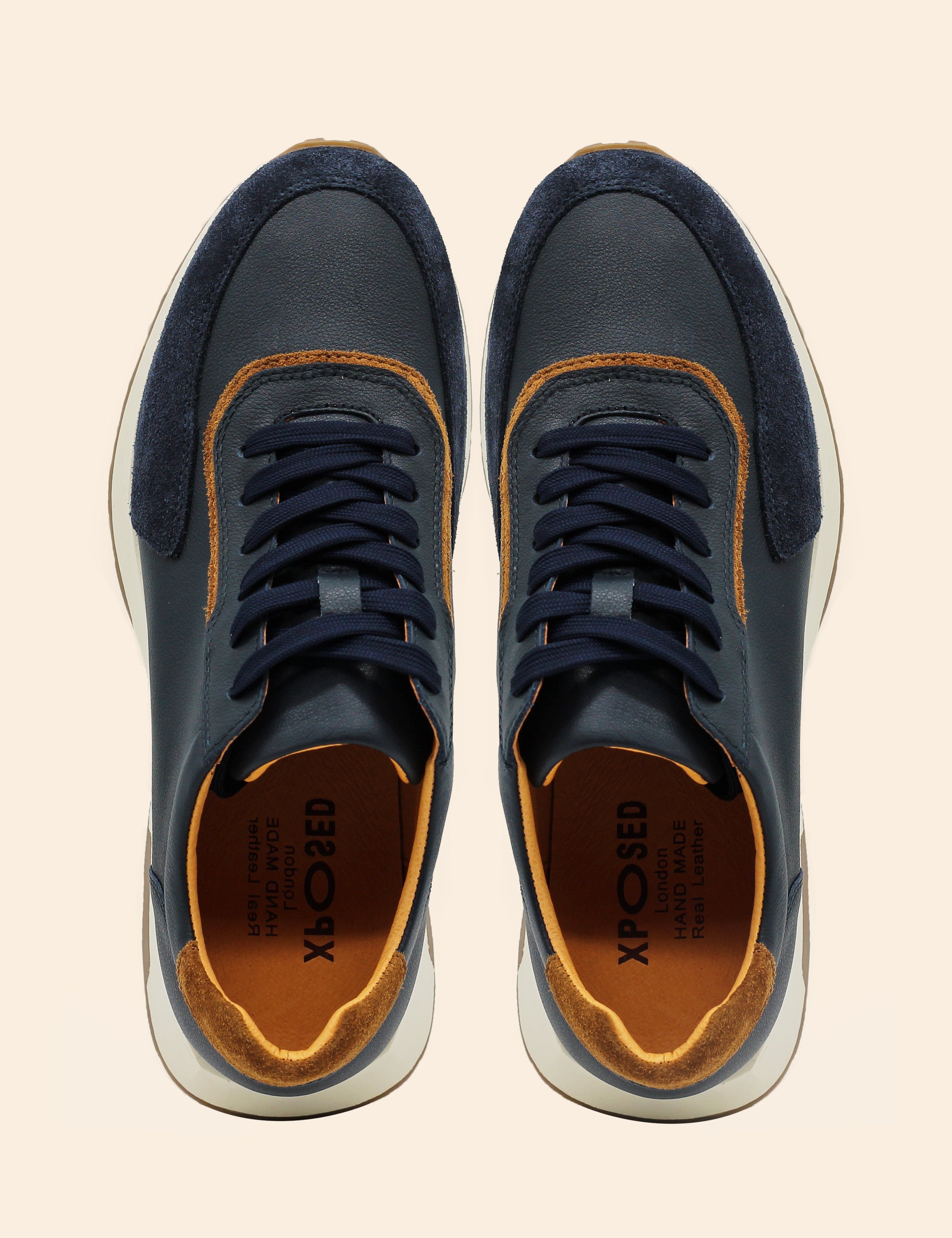 Men’s Navy Real Leather & Suede Trainers