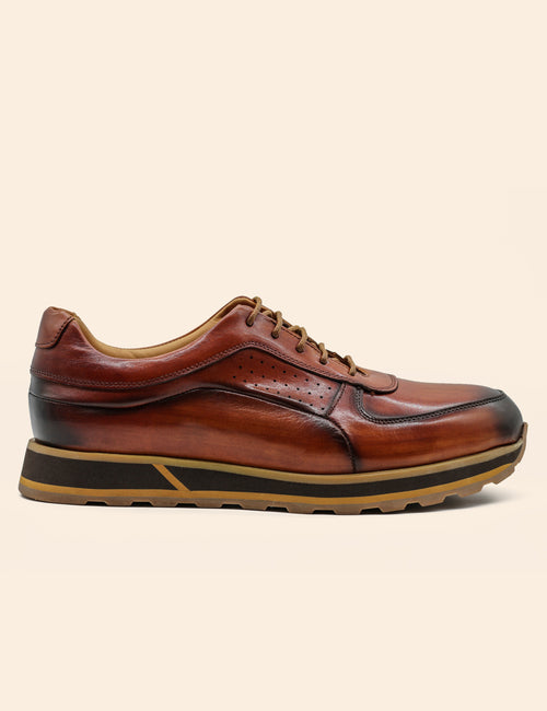 Men’s Tan Real Leather Trainers