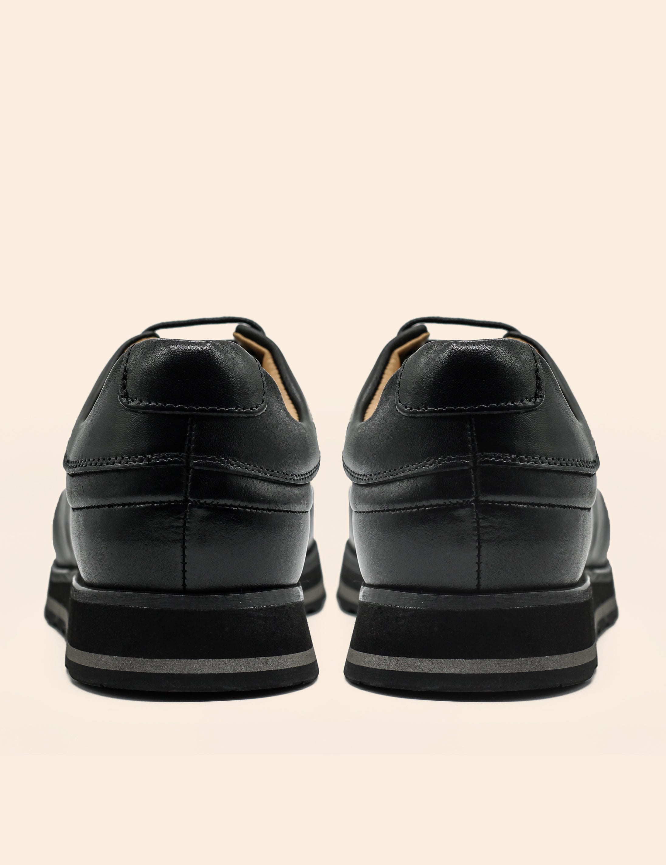 Men’s Black Real Leather Trainers