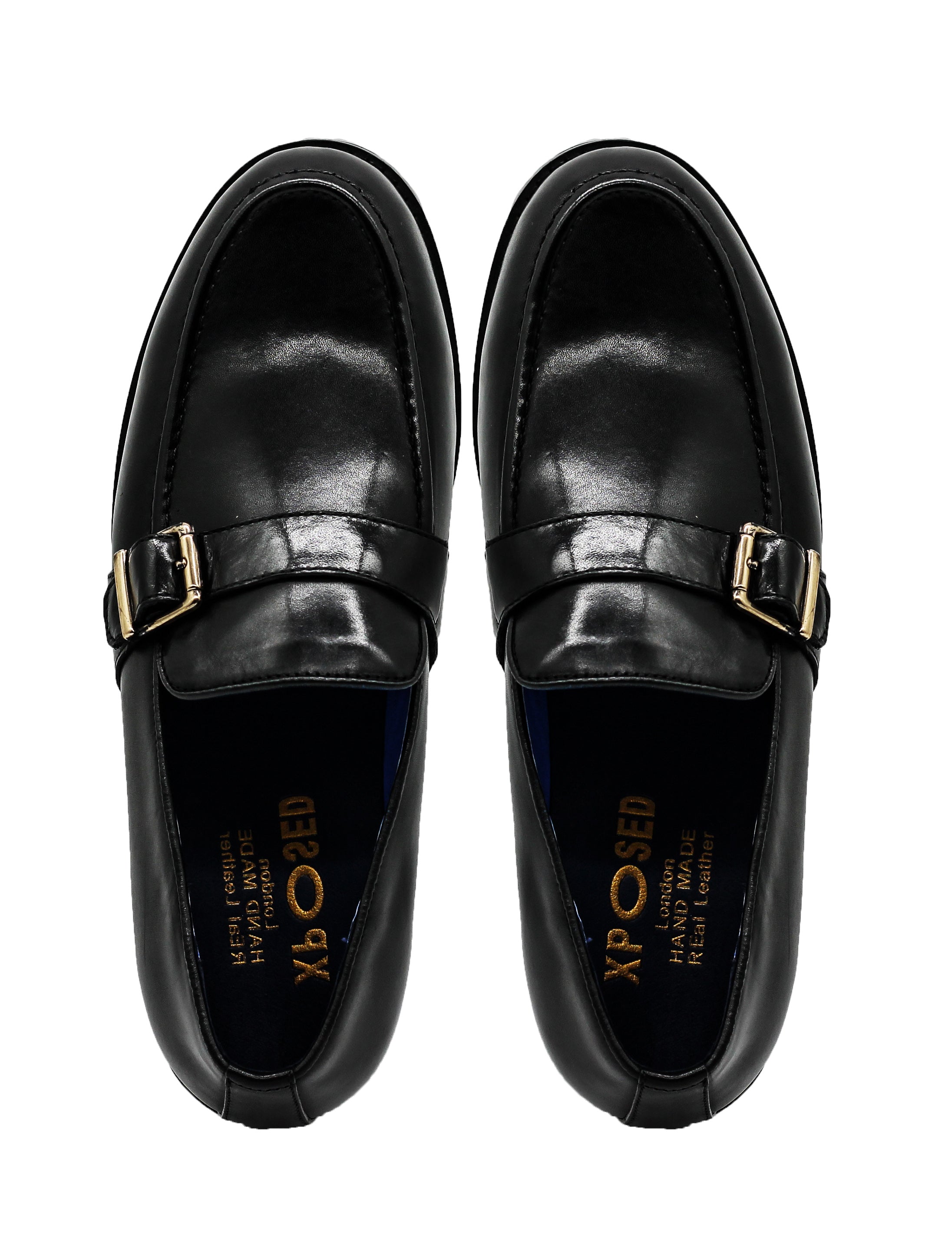 Men's Single Monk Strap Shoesin Black Leather