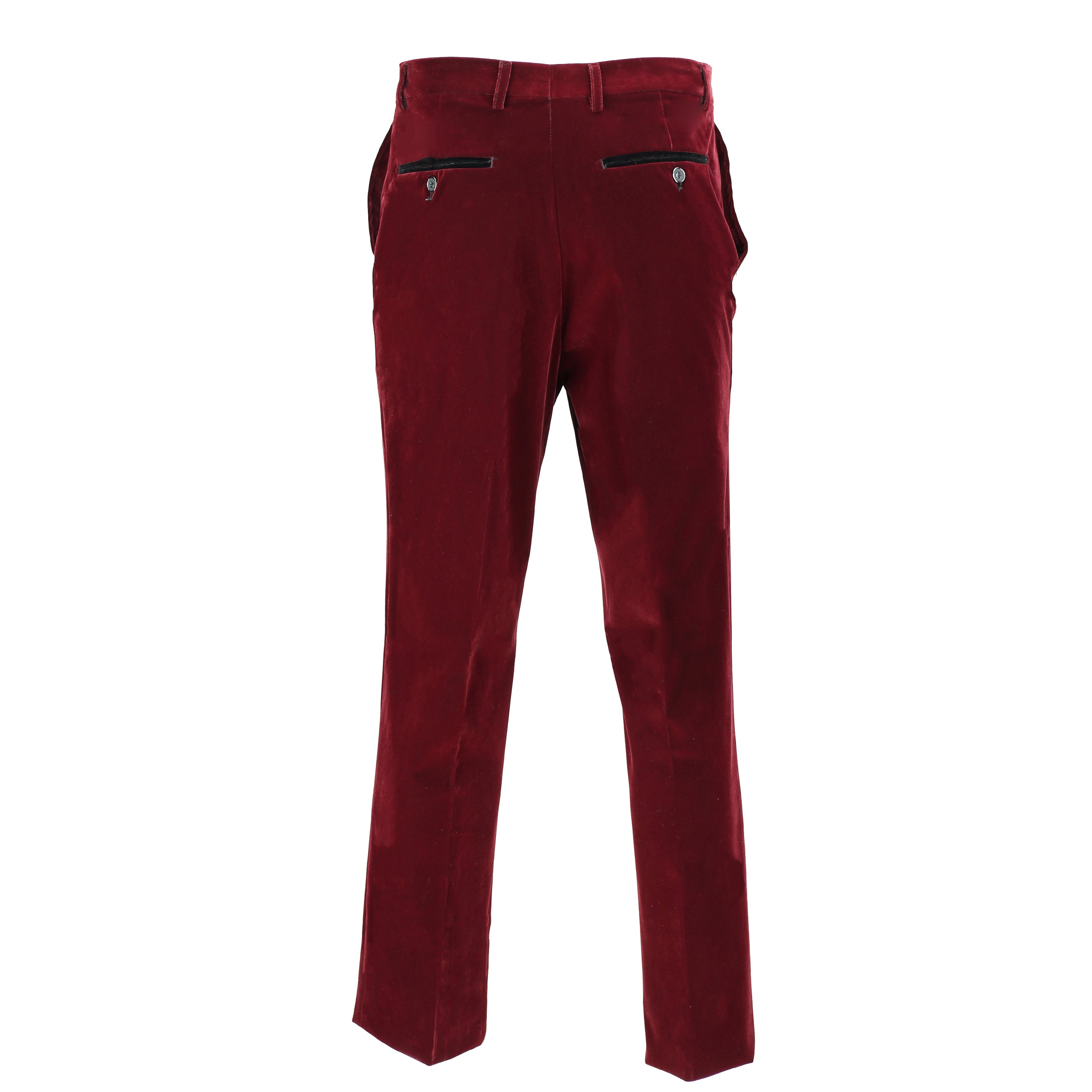 SAM - Mens Dinner Party Burgundy Soft Velvet Trousers