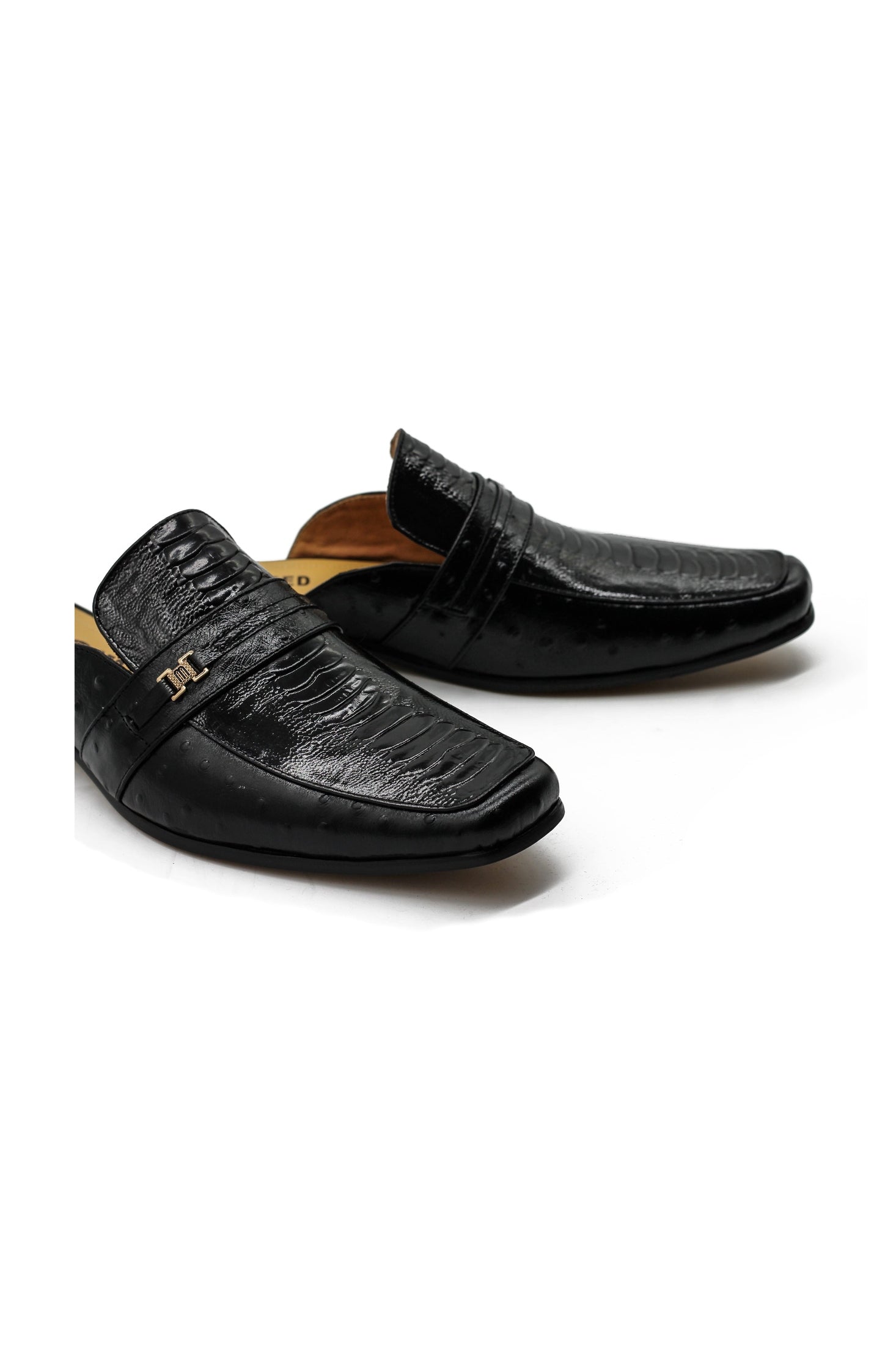Patent Leather Print Backless Loafers